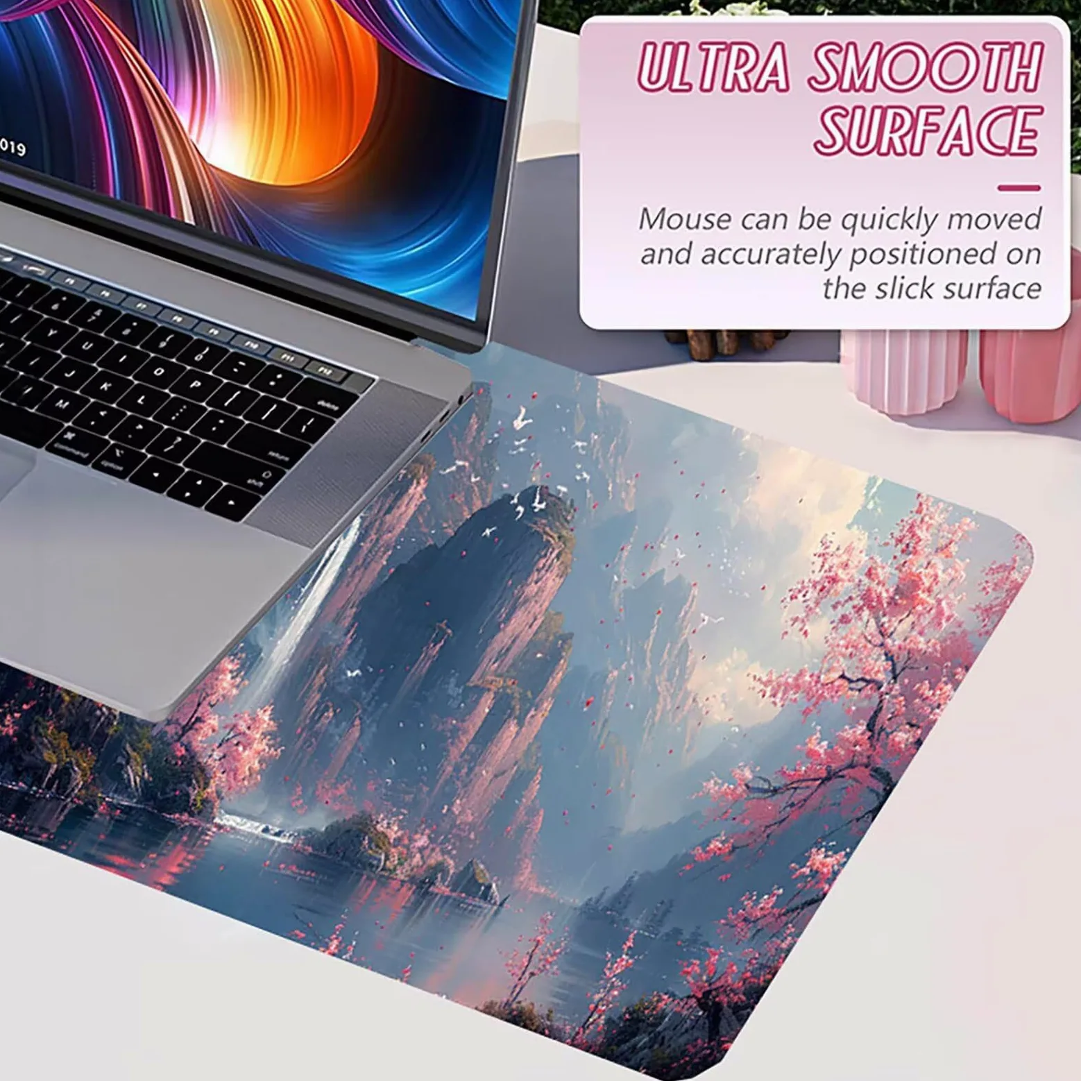 Tappetino Mouse XXL 1500 x 800 mm, Tappetino Mouse Albero, Gaming Mousepad Migliorare la Velocità e la Precisione, Mouse Pad con Base in Gomma Antiscivolo, Ufficio Accessori Gaming, Rosa 4-1521