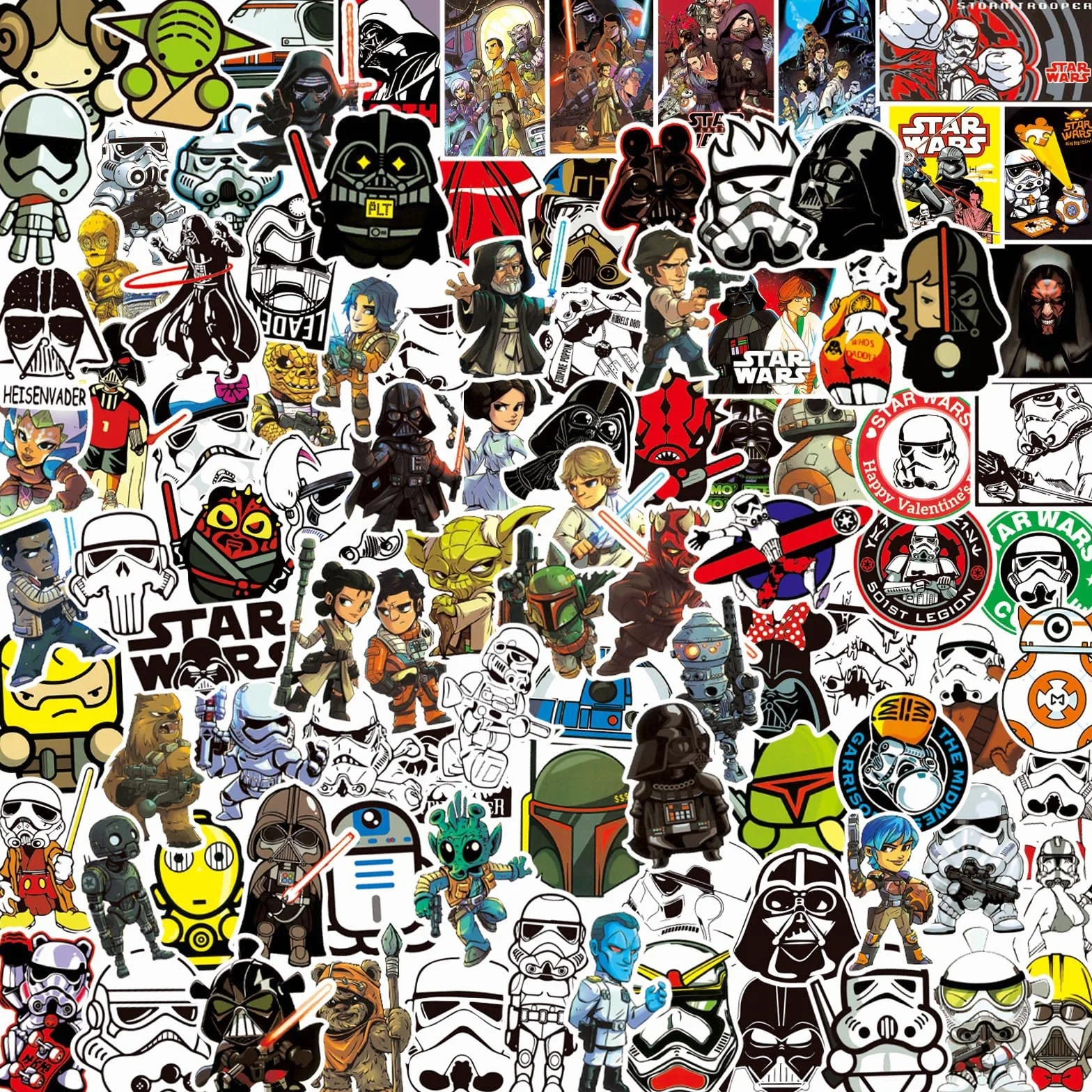 Adesivi 100 pezzi, adesivi Star Wars, decalcomanie graffiti in vinile impermeabile per laptop, skateboard, bici, moto, bambini e adolescenti