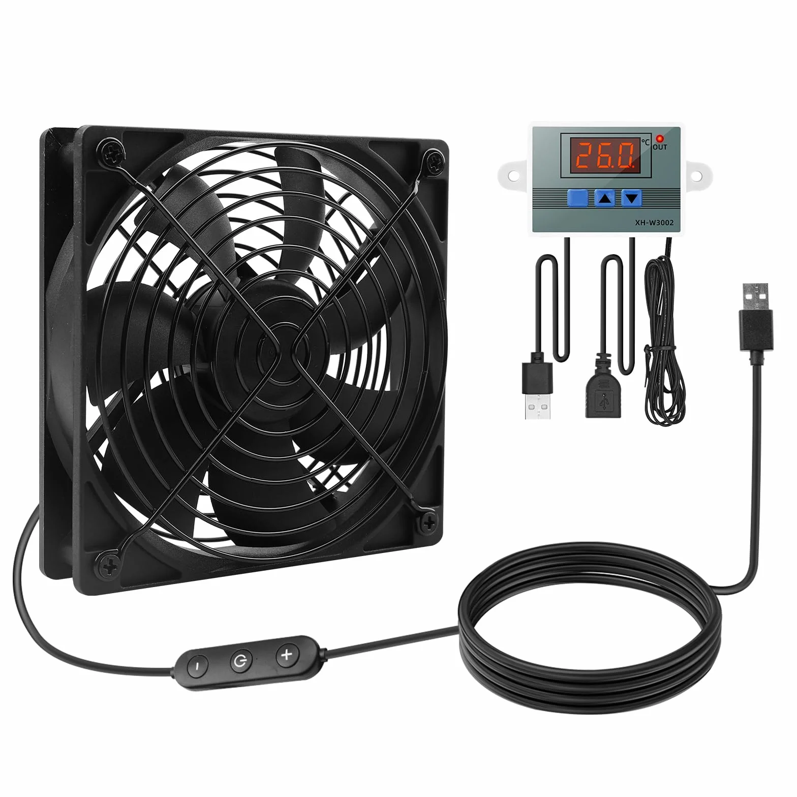 Ventilatore da 120 mm con controllo della velocità 220 V, ventola di raffreddamento con regolatore di temperatura digitale, 10 velocità regolabili, ventola di scarico silenziosa per