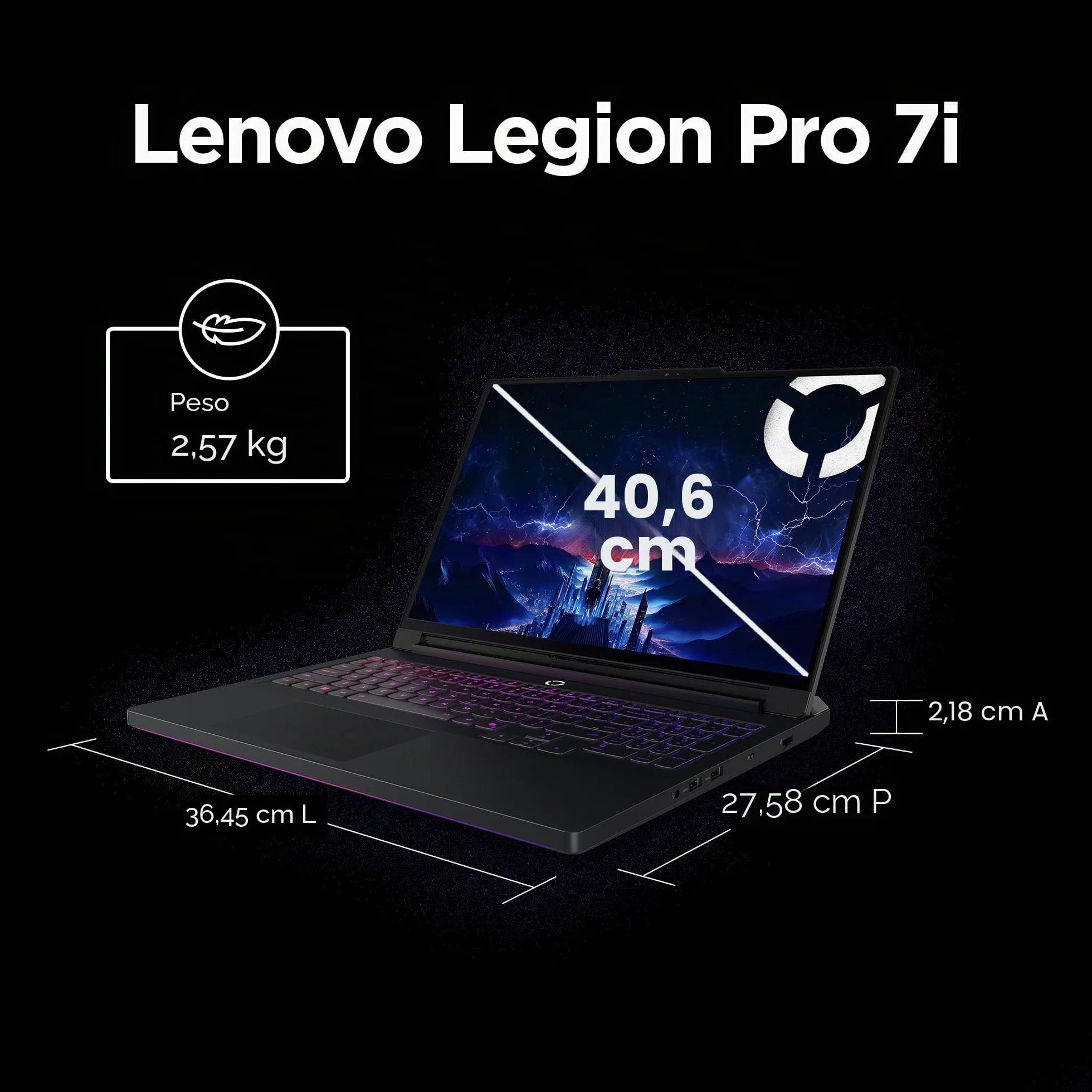 Lenovo Legion Pro 7i – Notebook da Gaming con Intelligenza Artificiale – Intel® Core Ultra 7 255HX – Display OLED WQXGA PureSight da 16" – 240Hz – NVIDIA® GeForce RTX™ 5070 Ti – Memoria 32GB