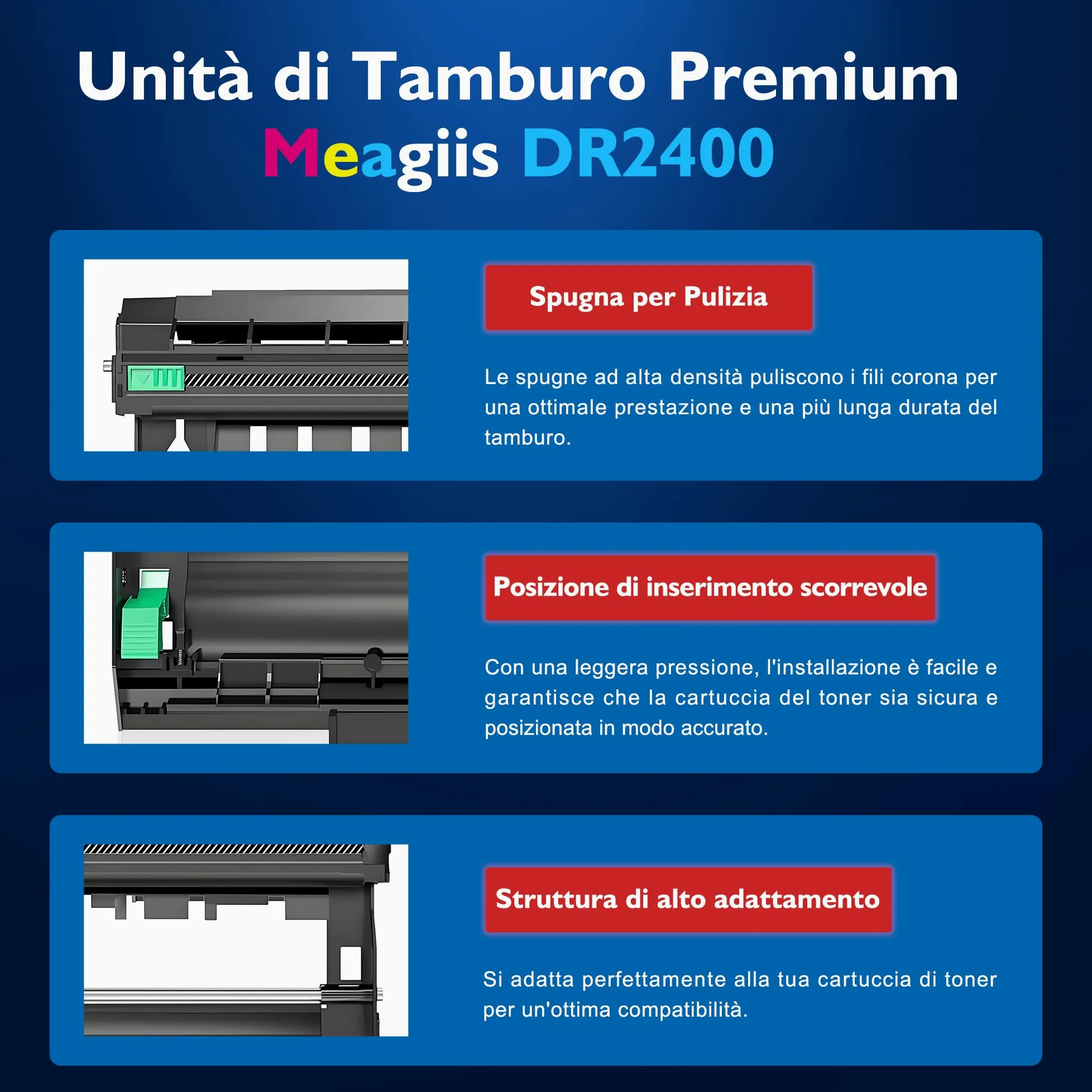 DR2400 Unità del tamburo Compatibile per Brother DR2400 DR-2400 tamburo per Brother DCP-L2530DW DCP-L2510D HL-L2350DW HL-L2310D HL-L2357DW MFC-L2710DW MFC-L2710DN MFC-L2730DW (2 Pacchetto)