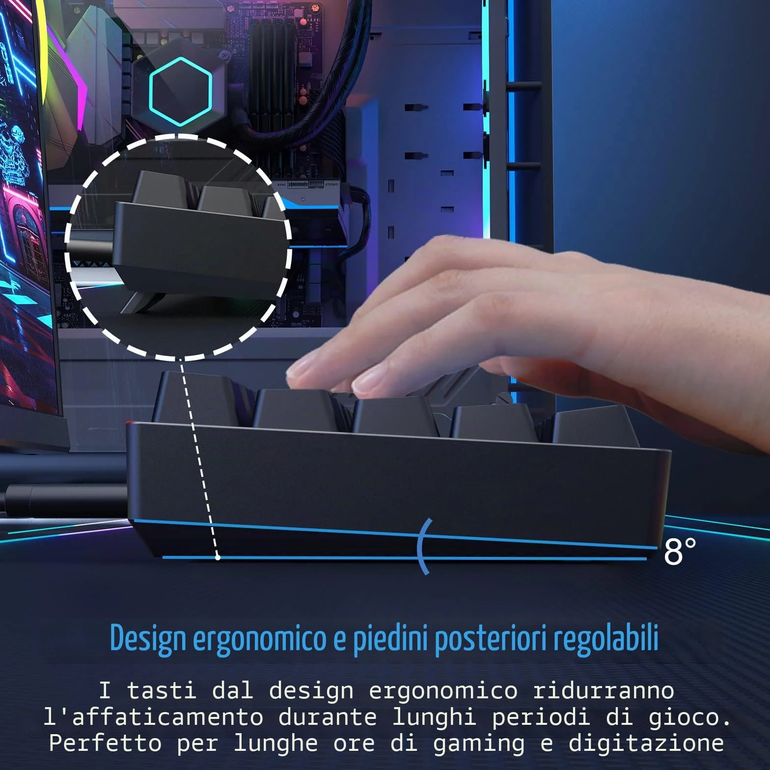 Dierya Tastiera da Gaming Meccanica al 60% con Interruttori Meccanici Lineari,DK61se Keyboard Gioco Monocromatico RGB Type-C Mini Compact 61 Tasti Anti-Ghosting（Layout US,QWERTY） Nero