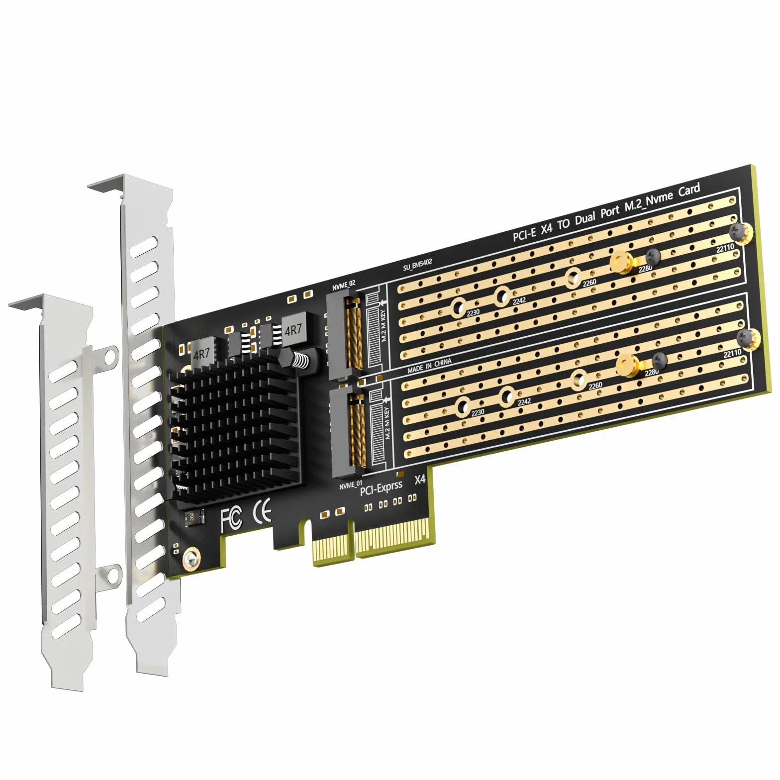 GLOTRENDS PA20 Dual Adattatore M.2 NVMe a PCIe 3.0 X4 con biforcazione PCIe, configurazione RAID M.2 NVMe tramite OS Tool (supporta dimensioni 22110/2280)
