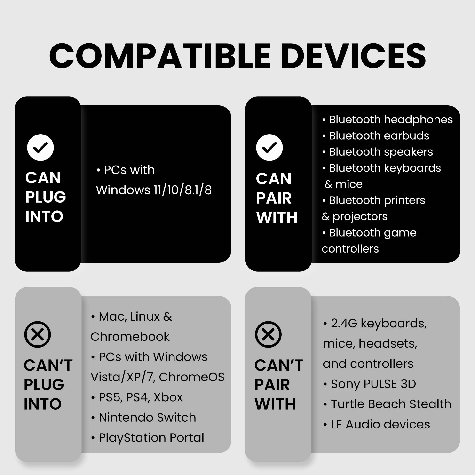 Avantree DG45 Adattatore Chiavetta Bluetooth USB per PC, e Laptop, Compatibile solo con Windows 11/10/8.1/8 - Connette Cuffie, Altoparlanti, Tastiere, Mouse e Stampanti Bluetooth (Non 2.4G)