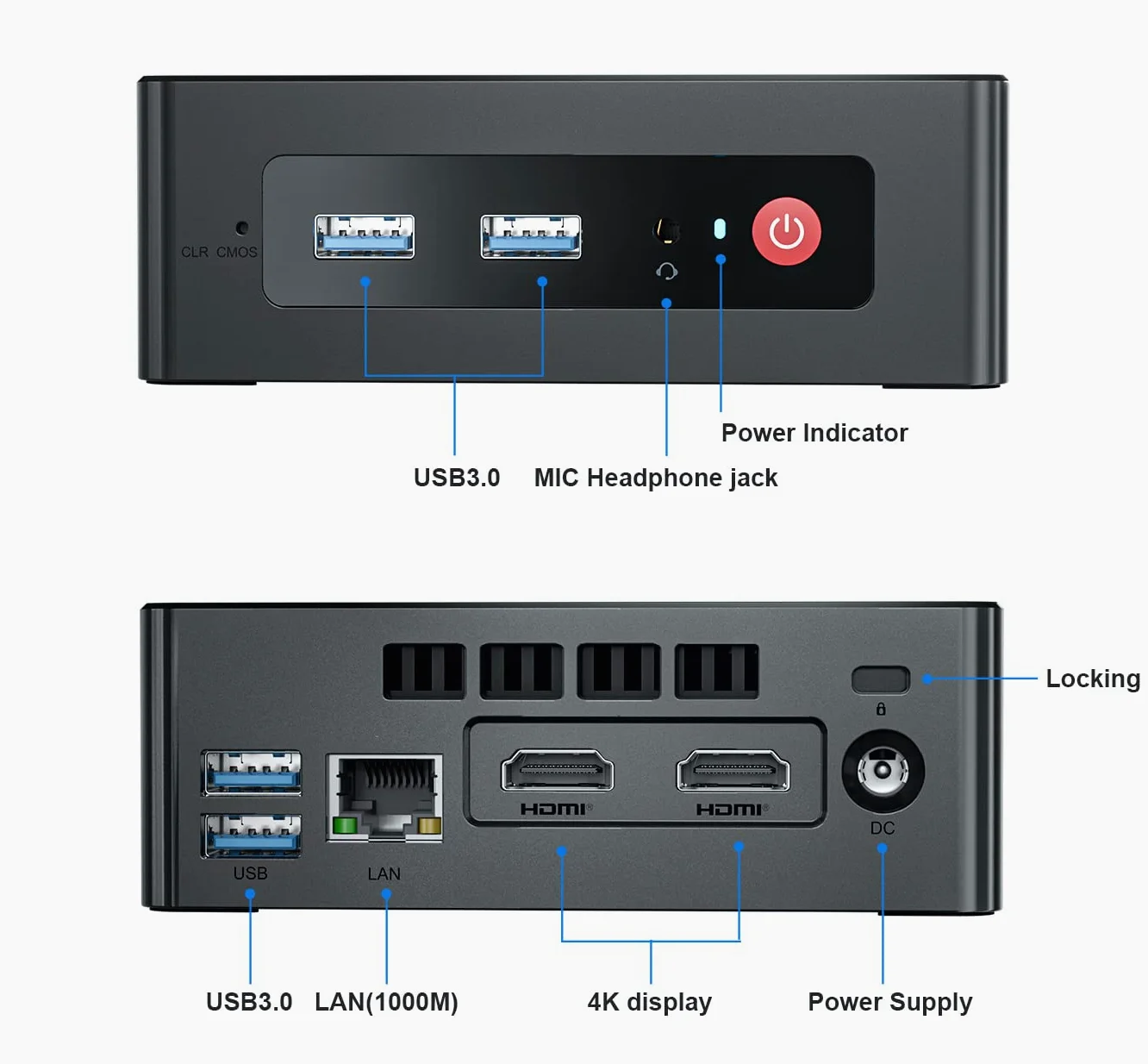 Beelink MINI S - Mini PC a basso consumo energetico, Windows 11 Pro, Intel Celeron N5095, UHD 4K, RAM 8 GB DDR4, SSD 128 GB, Wi-Fi 5 AC, Gigabit Ethernet, Bluetooth, 2x HDMI, VESA, GARANZIA ITALIANA