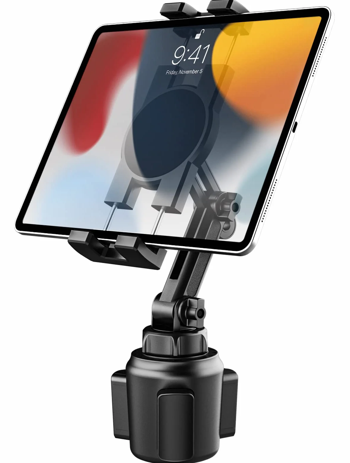 Supporto Tablet Portabicchieri Auto Regolabile con Base Espandibile per iPad Pro 12.9 Air Mini Galaxy Huawei 4-13"