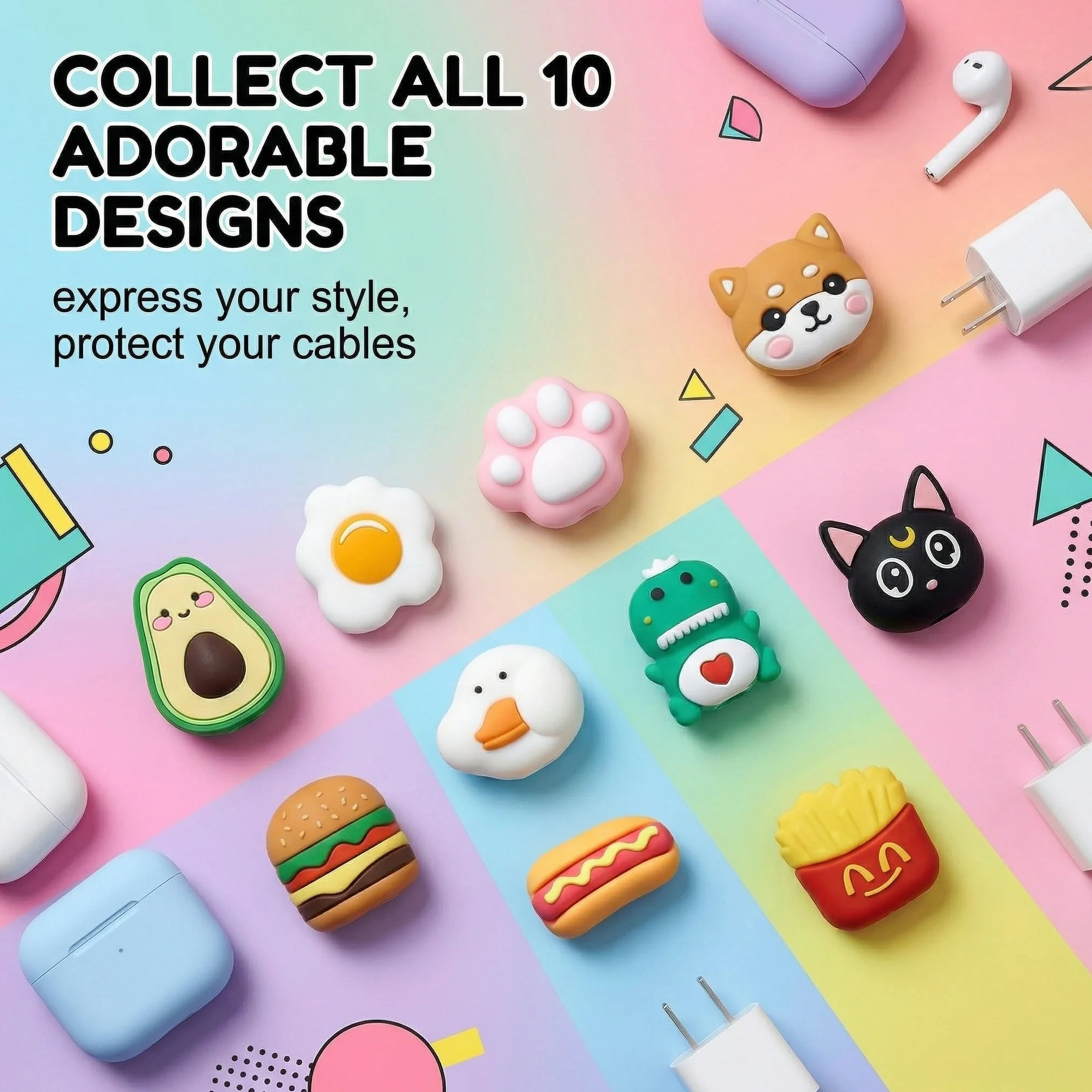 10 Pezzi Protezione Cavo Caricatore (Forma Animale) | Protezione contro la Rottura | Design Carino