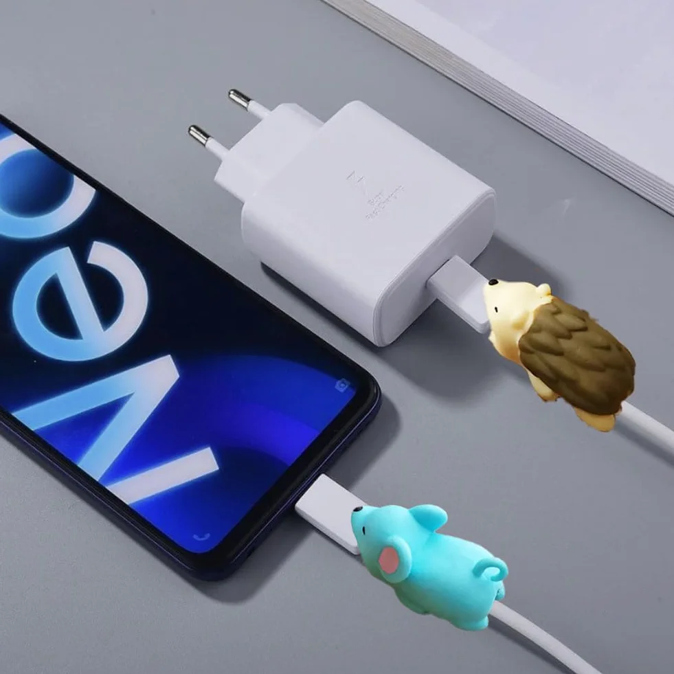 Protezioni per Cavi di Ricarica, Protezione Cavo USB ad Animale, 15 Pezzi Salvacavi per Caricabatterie, Morso per Cavo per Animale Carino, Simpatici Protettori per Caricabatterie, Cavo Cord Protector
