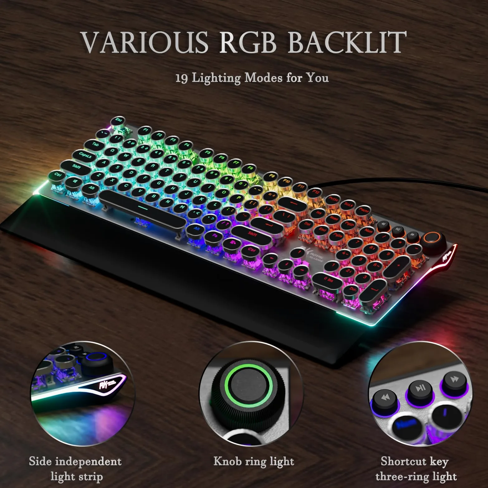 RK ROYAL KLUDGE Tastiera da gioco RKX108, interruttore blu, grigio ombra