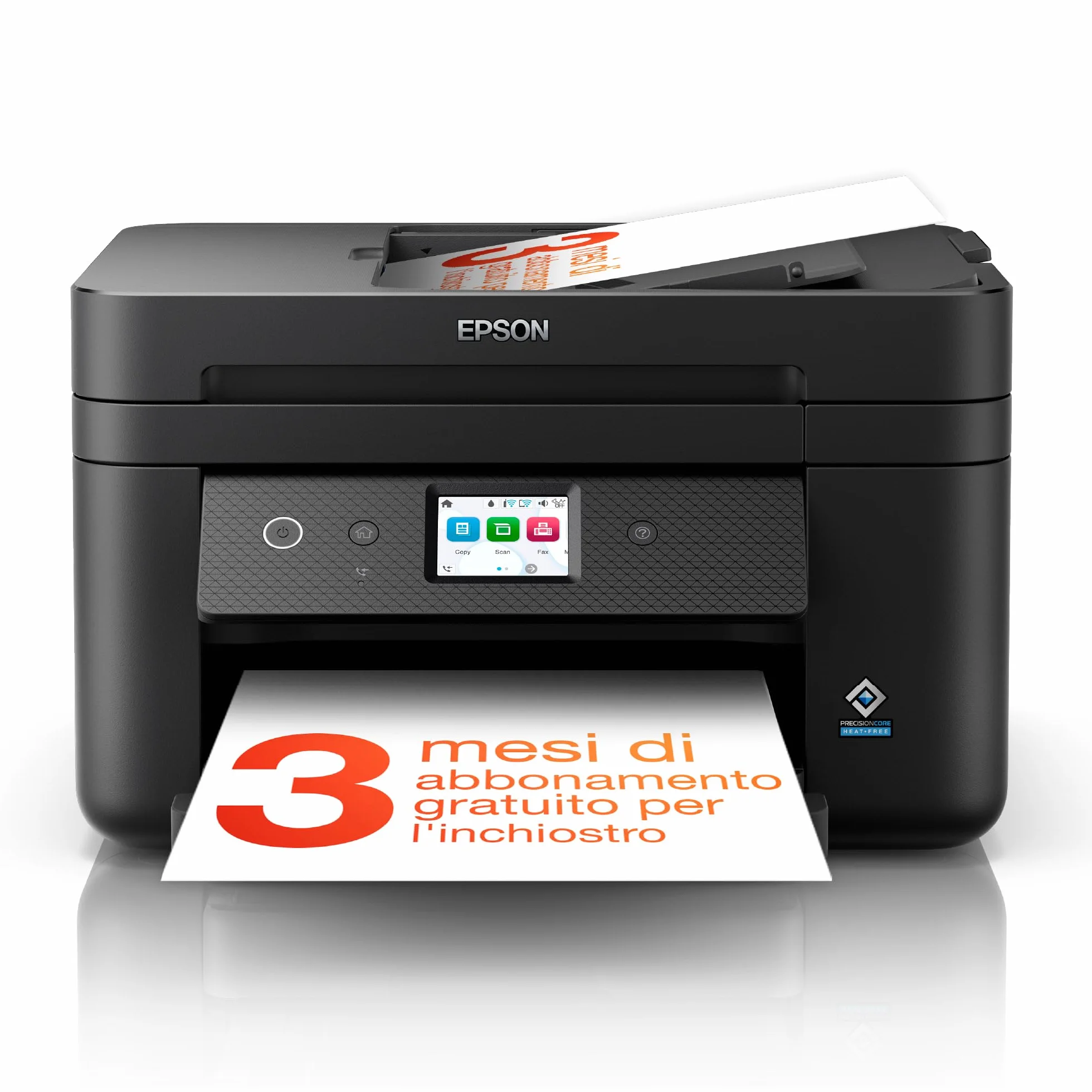 Epson Workforce WF-2960DWF Stampante Multifunzione A4 a getto d'inchiostro, Display Touch 6.1", ADF, WiFi, Ethernet, AirPrint, Nero