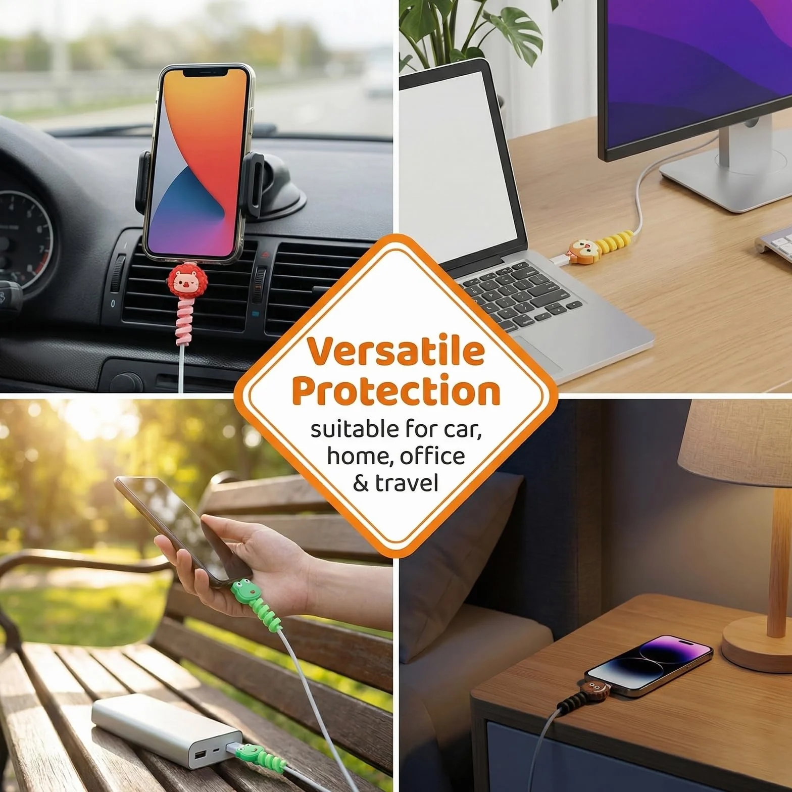 Proteggi Cavo Cellulare, 8 Pezzi Protezione Cavo, Protezione Micro-Siliconica Flessibile, per Tutti I Cavi di Ricarica del Cellulare Cavi del Mouse Cavi USB