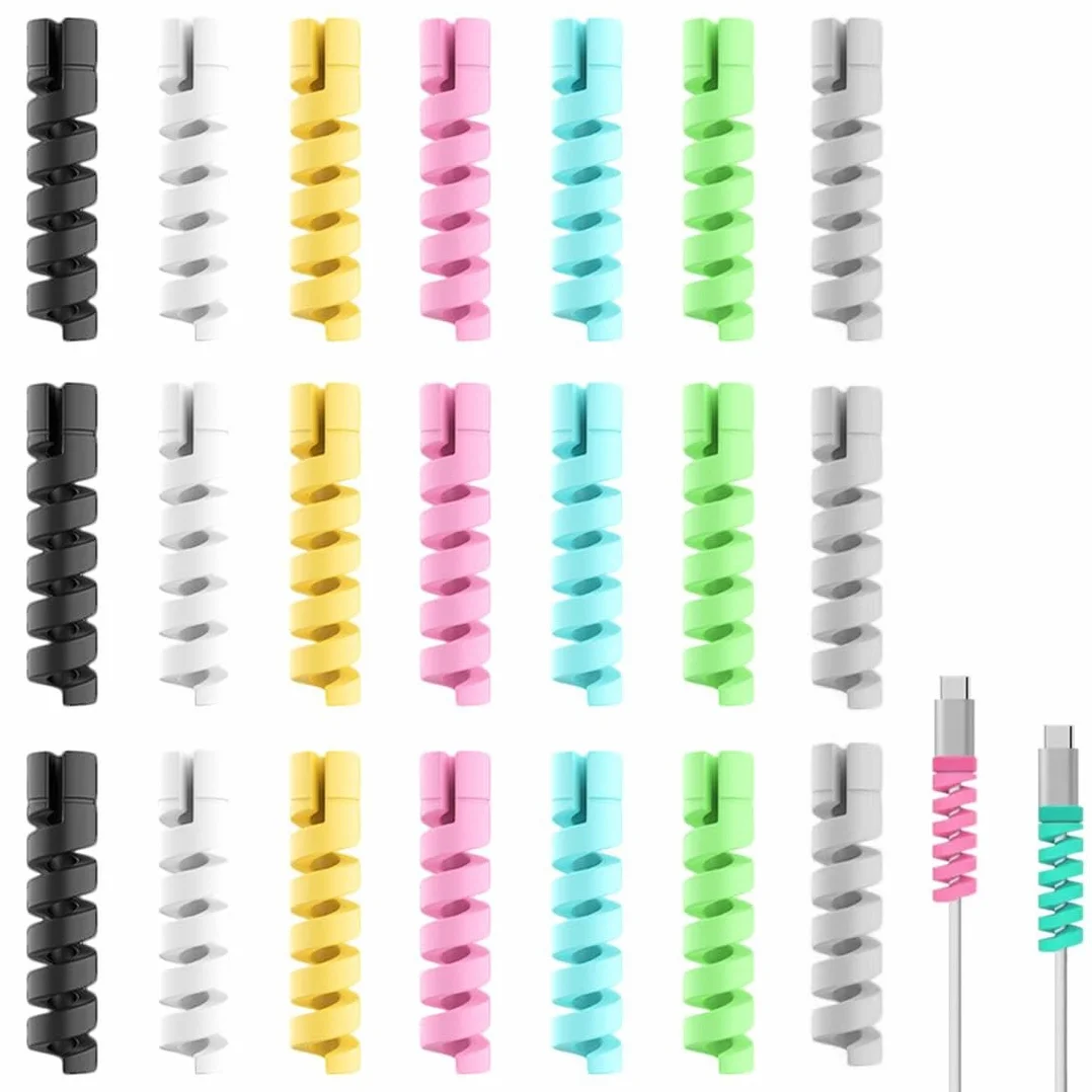 21 pezzi salvacavi per caricabatterie di tipo C,Proteggi Cavo, Proteggi Cavo Cellulare,protezione micro USB flessibile in silicone, protezione per cavo del mouse, adatta per tutti i telefoni cellulari