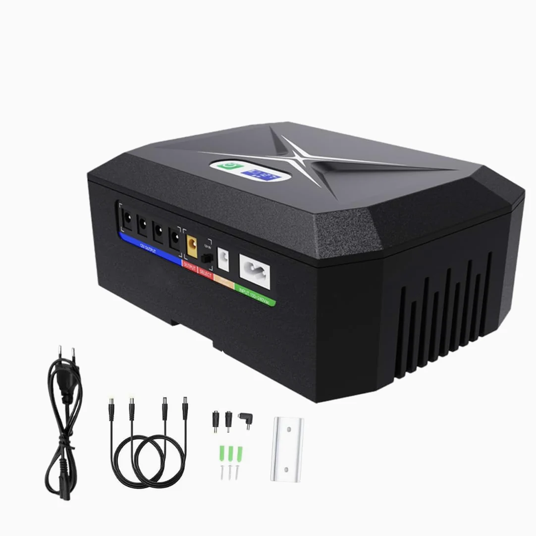 Mini UPS per Router Wifi,20800mAh Mini UPS Batteria di Backup con POE 1Gbps,4Porti DC 12V/3A, 1Port 5V/9V/12V-2A, 1Port USB 5V/2A Protezione Antisurge Ricaricabile Integrata