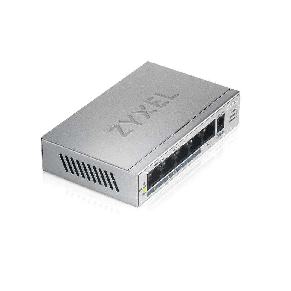 Zyxel Switch Gigabit 5 Porte | Unmanaged | 4x PoE+ con Budget di 60 W | Plug and Play Network Ethernet Splitter [GS1005HP]