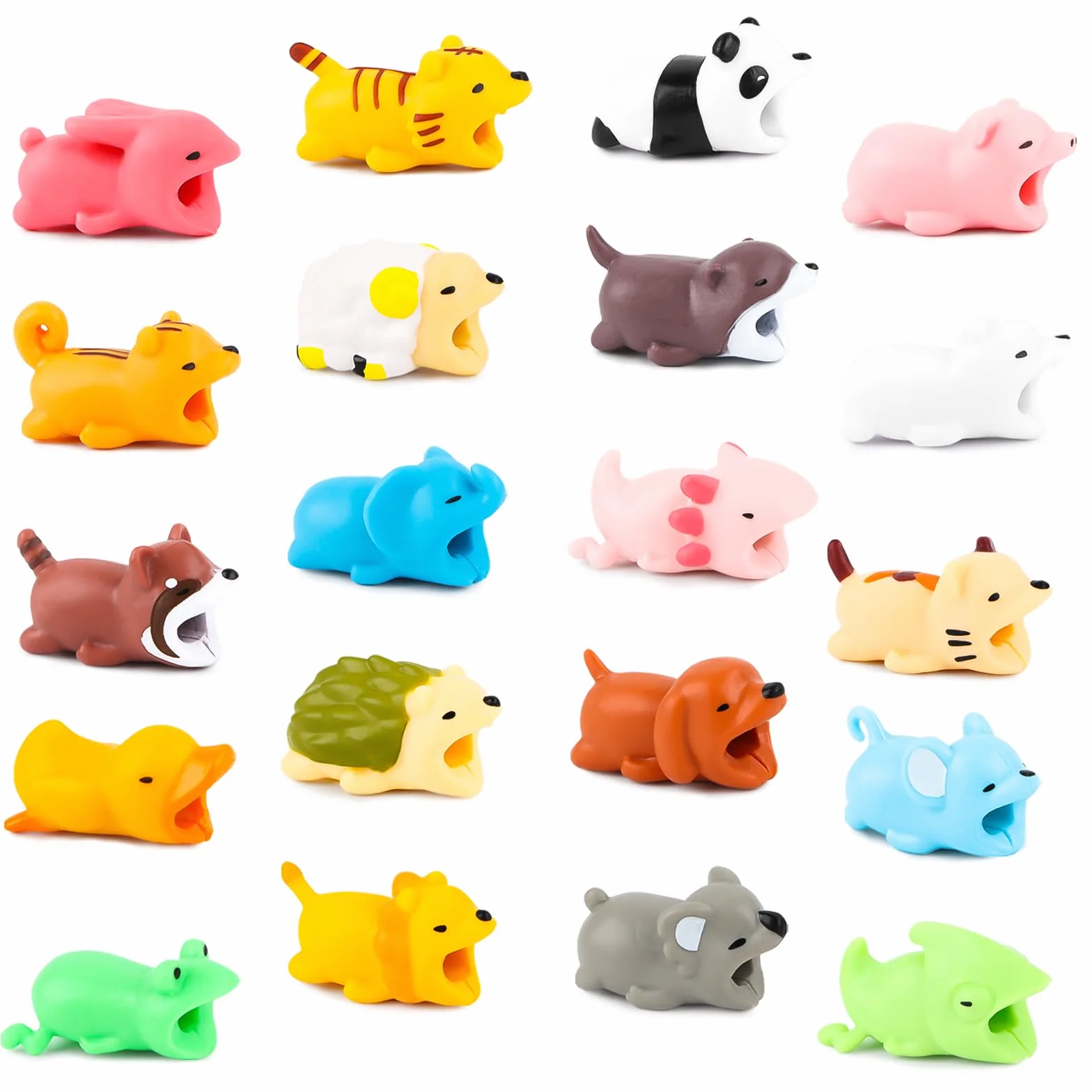 Protezione per cavi animali – 20 pezzi di protezione in silicone, accessori per il design animale, cavo di ricarica per la maggior parte dei telefoni cellulari