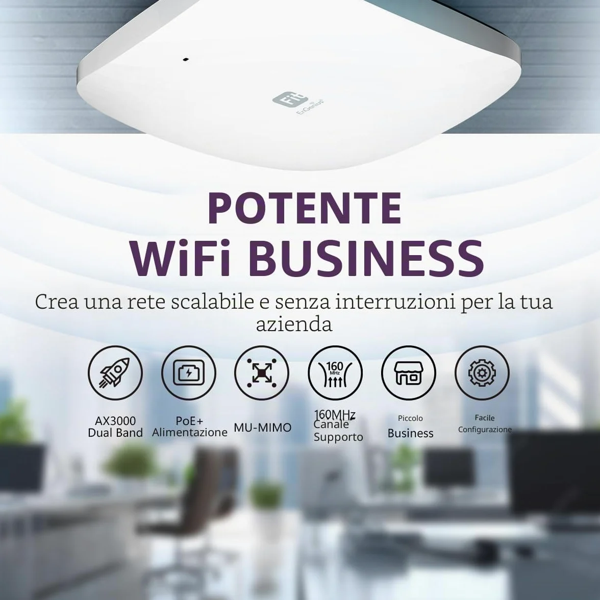 EnGenius Compatibile con Access Point Wi-Fi 6 Dual Band AX3000 | Opzioni di controllo Cloud & App e OnPrem | WPA3, MU-MIMO, Mesh e roaming senza interruzioni - EWS356-FIT