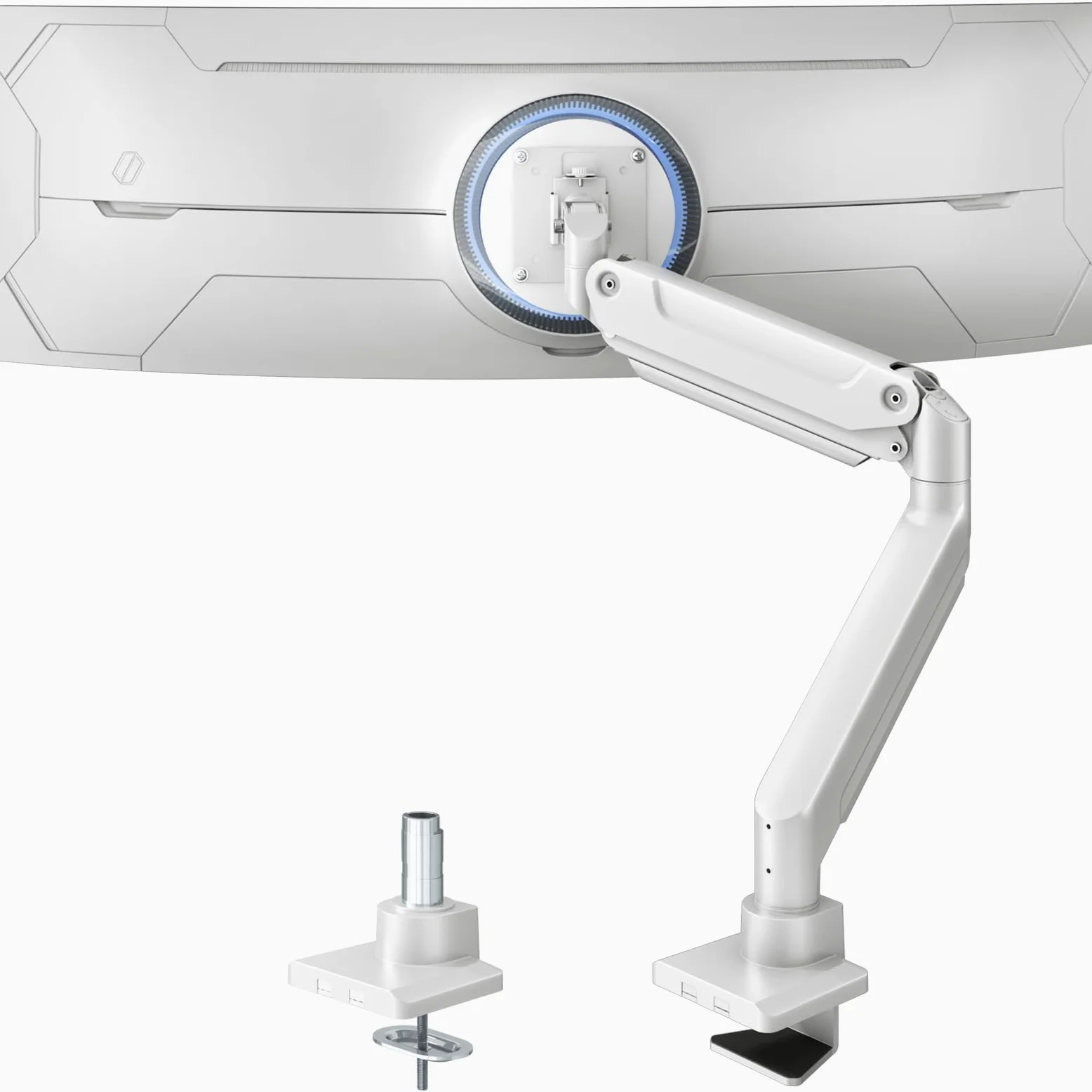 PUTORSEN Supporto per monitor a molla a gas per schermo di computer da 17-49 pollici, altezza regolabile, VESA 75x75/100x100, peso 2-20 kg, nero