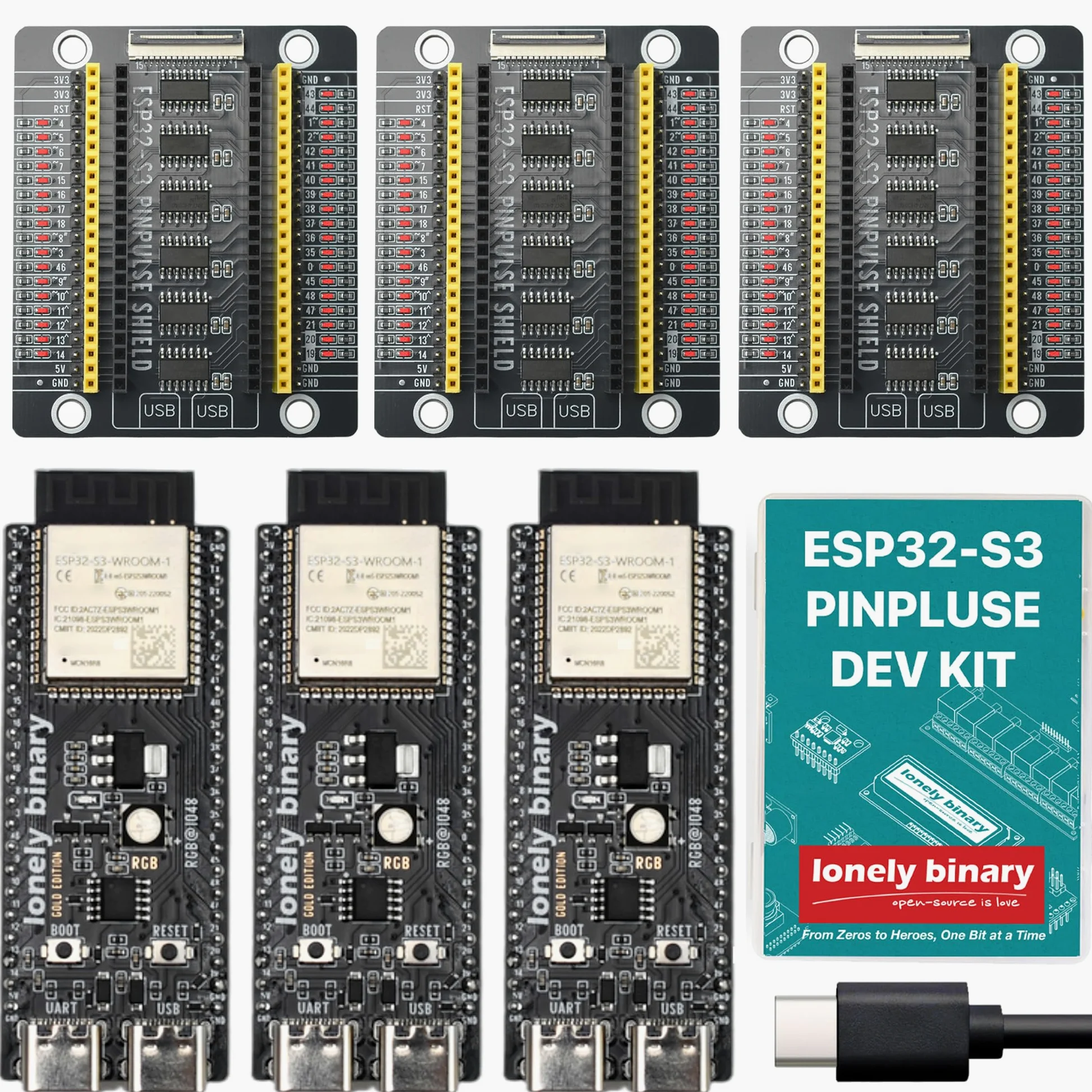 Lonely Binary 3X ESP32-S3 N16R8 Gold Edition con schermo PinPluse 16MB Flash 8MB PSRAM WiFi Bluetooth scheda di sviluppo compatibile con Arduino IDE, C ++, MicroPython