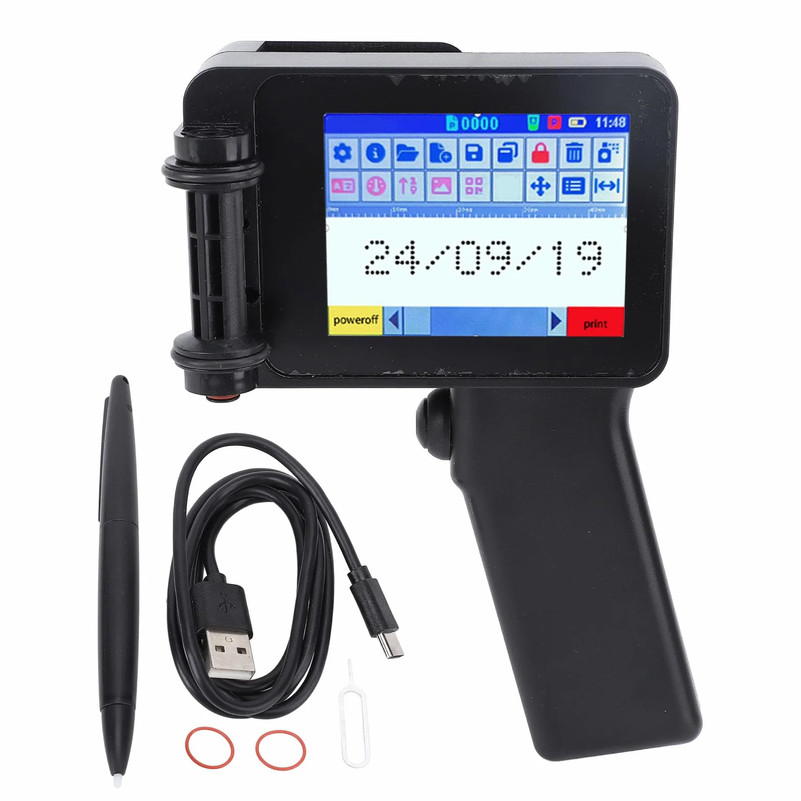 Pistola per Stampante a Getto D'inchiostro Portatile, Portatile per Stampante per Etichette con Codice Bidimensionale con Codice a Barre QR