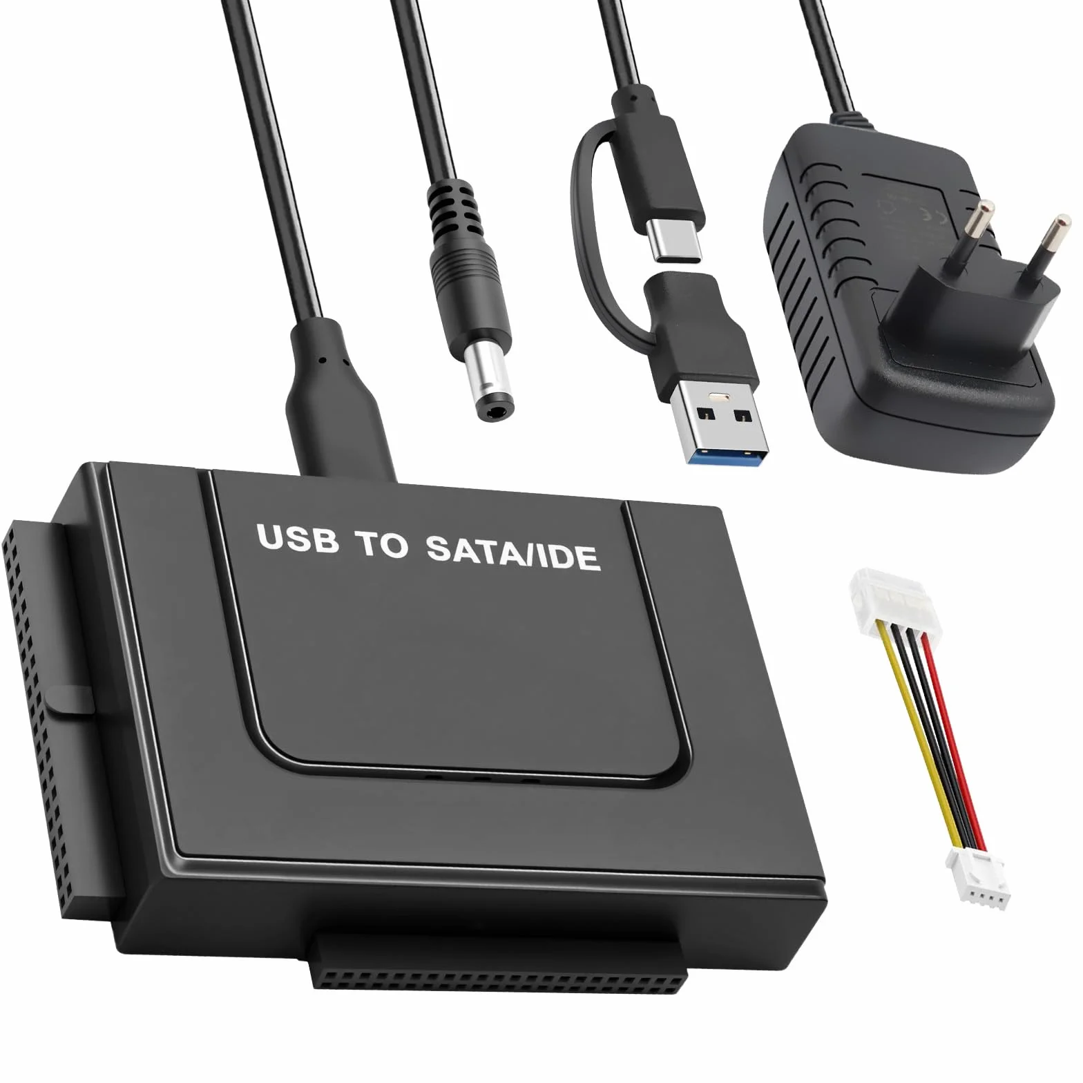 6Gbps Adattatore USB3.1 IDE e SATA, USB3.1 a SATA IDE Adattatore per Disco Rigido ConvertitoreSATA&IDEper Unità HDD o SSD da 2,5 e 3,5 Pollici,Compatibile Windows10/8/7/XP/Vista/MacOS/Linux