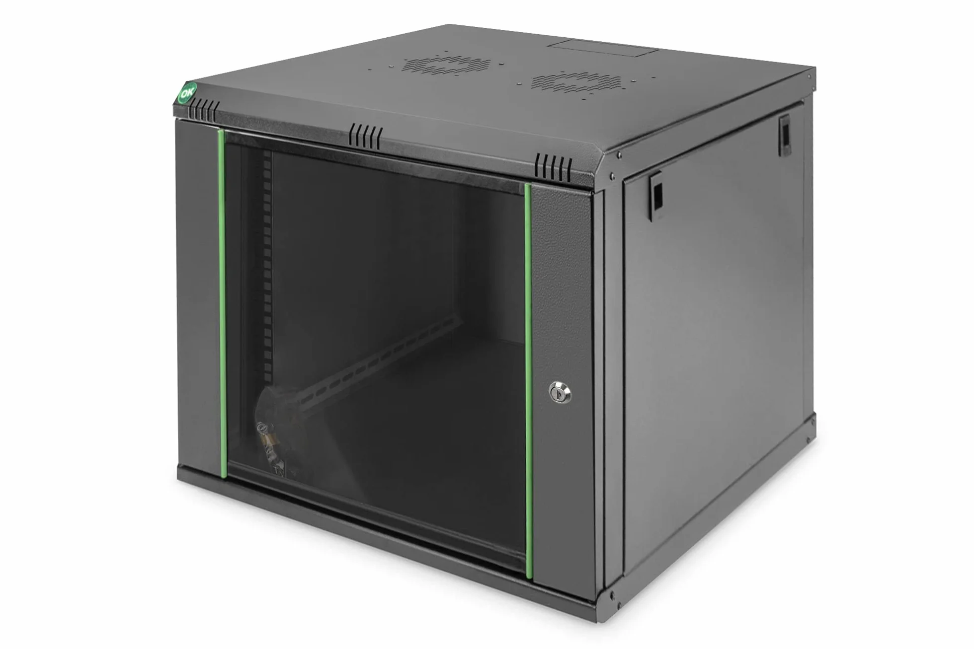 DIGITUS Armadio di rete Rack 19 pollici 9U Montaggio a parete Profondità 450mm Carico 60kg Serie Dynamic Basic Nero