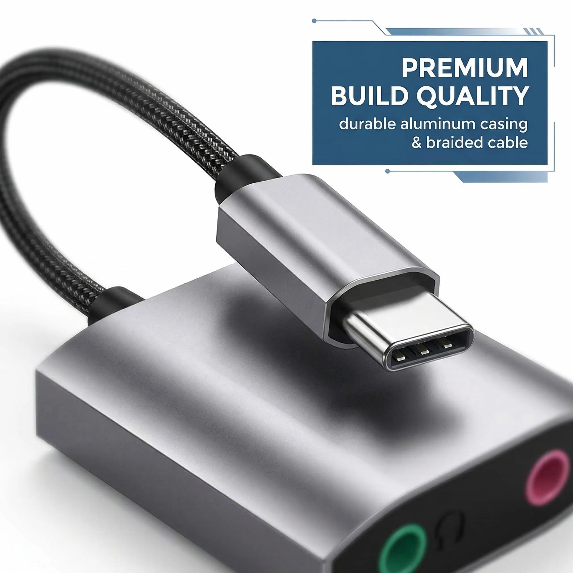 Scheda Audio Esterna USB C, Adattatore Audio Tipo C a Jack 3,5mm Hi-Fi 24-bit/96kHz, Convertitore Audio con Ingresso Microfono e Uscita Cuffie, Plug & Play per PC, Laptop, perPS5PS4Xbox