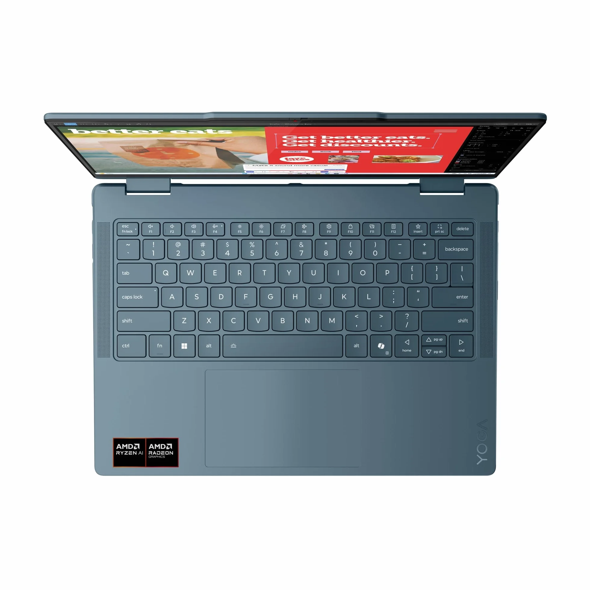Lenovo Laptop Yoga 7 2 in 1 | Copilot+ PC | Display OLED WUXGA da 14" | AMD Ryzen AI 5 | grafica AMD Radeon | RAM da 16 GB | SSD da 512 GB | Win11 | QWERTZ | Tidal Teal | incl. penna | 3 mesi Premium