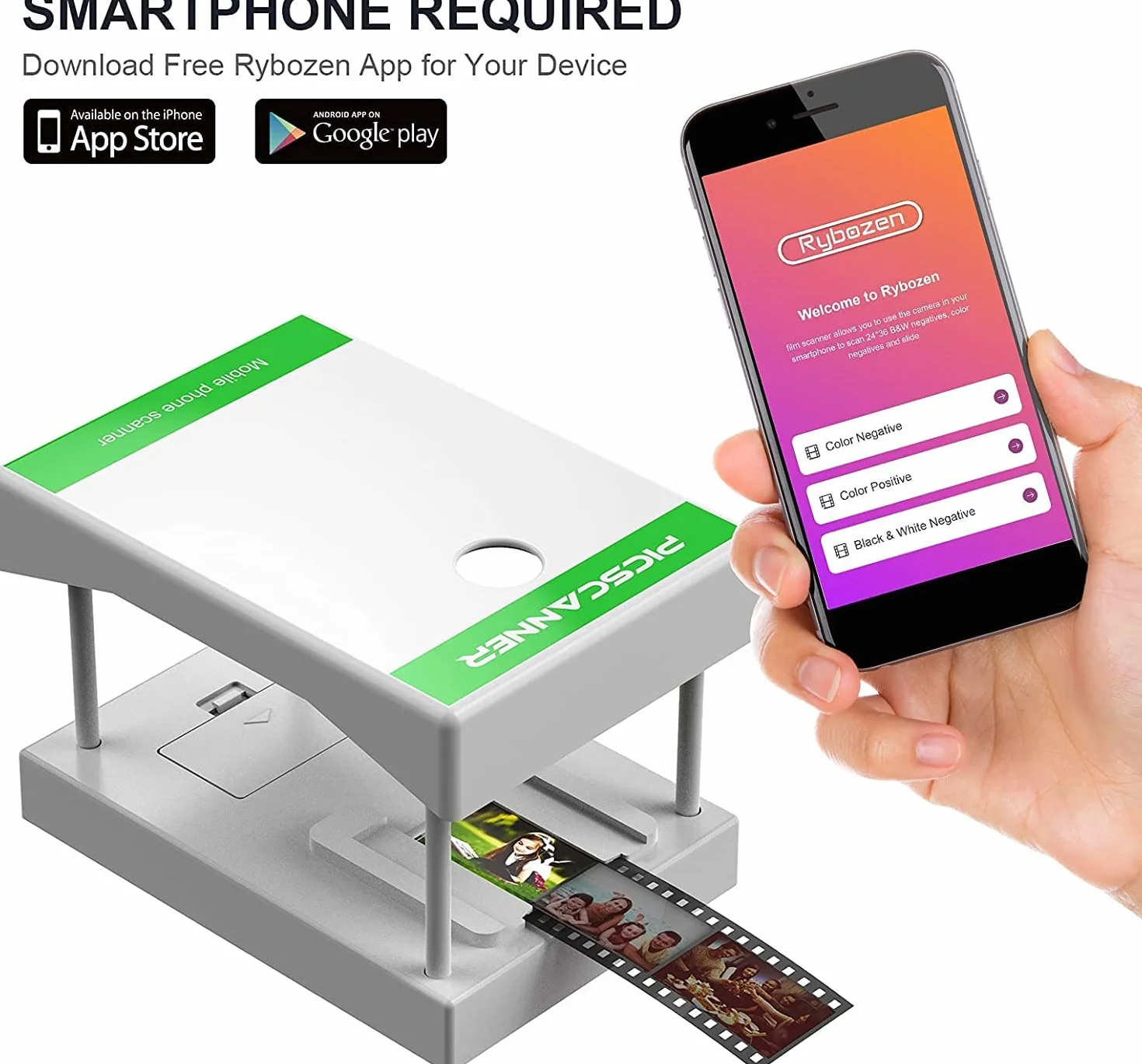 Scanner per Diapositive e Negativi 35 mm per Smartphone 24x36 mm