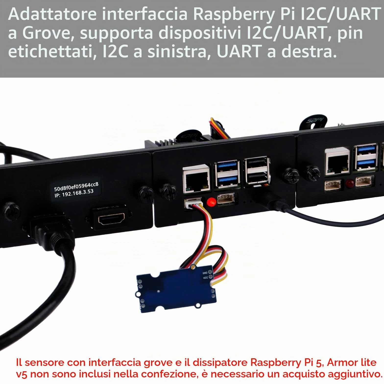 GeeekPi Supporto rack 1U da 19" per Raspberry Pi 5, con 4 adattatori SSD PCIe a M.2 NVMe, display OLED, può contenere fino a 4 schede Raspberry Pi 5, compatibile con server rack da 19"
