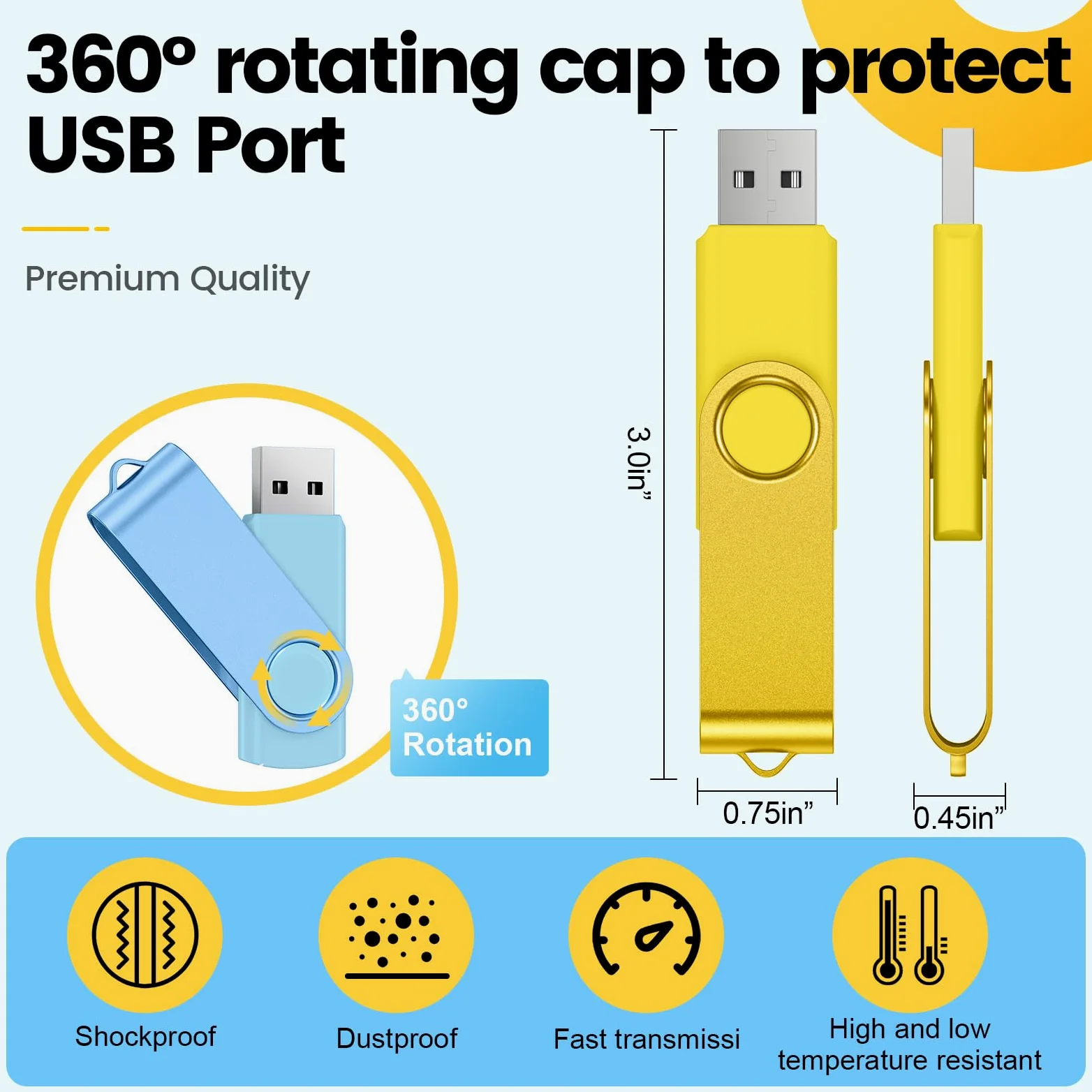 Kepmem - Unità flash da 64 GB, confezione da 10, chiavetta USB ad alta capacità, unità USB da 64 GB, chiavetta USB 2.0 ad alta velocità, unità da 64 Giga, unità zip per archiviazione dati
