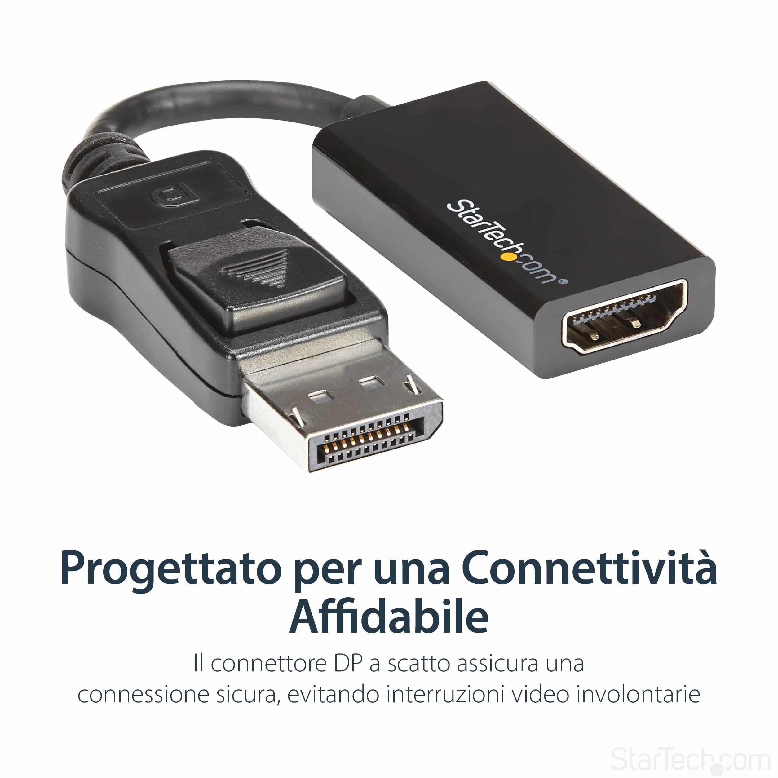 StarTech.com Adattatore DisplayPort a HDMI 4K 60Hz, Convertitore video attivo da DP 1.4 a HDMI 2.0, Dongle/Cavo adattatore per Monitor/TV/Display HDMI, Connettore DP a scatto (DP2HD4K60S)