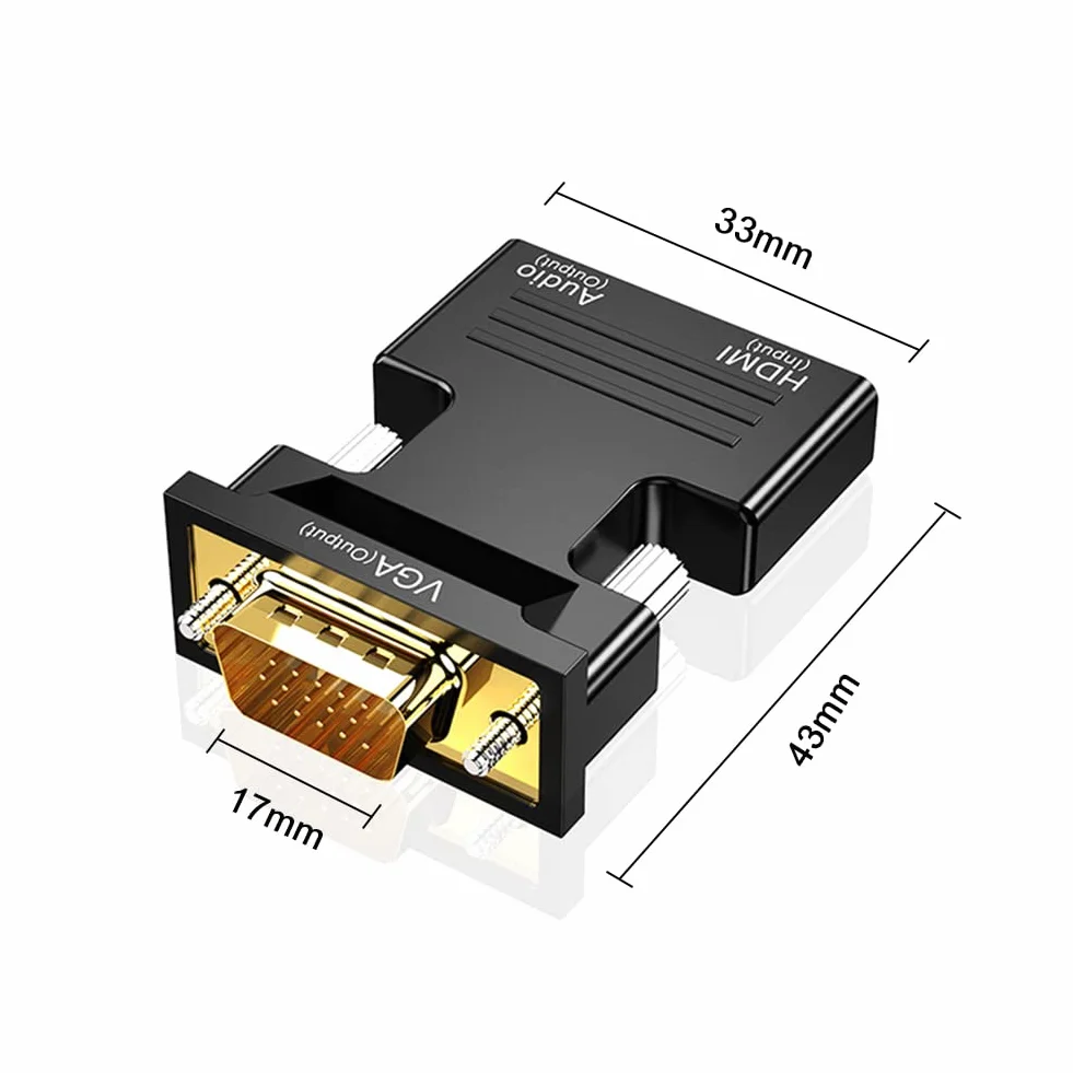 Adattatore HDMI a VGA con Cavo Audio da 3,5 mm, 1080P 60Hz Convertitore da HDMItoVGA, HDMI Femmina a VGA Maschio Adattatore Computer Portatile per Monitor TV