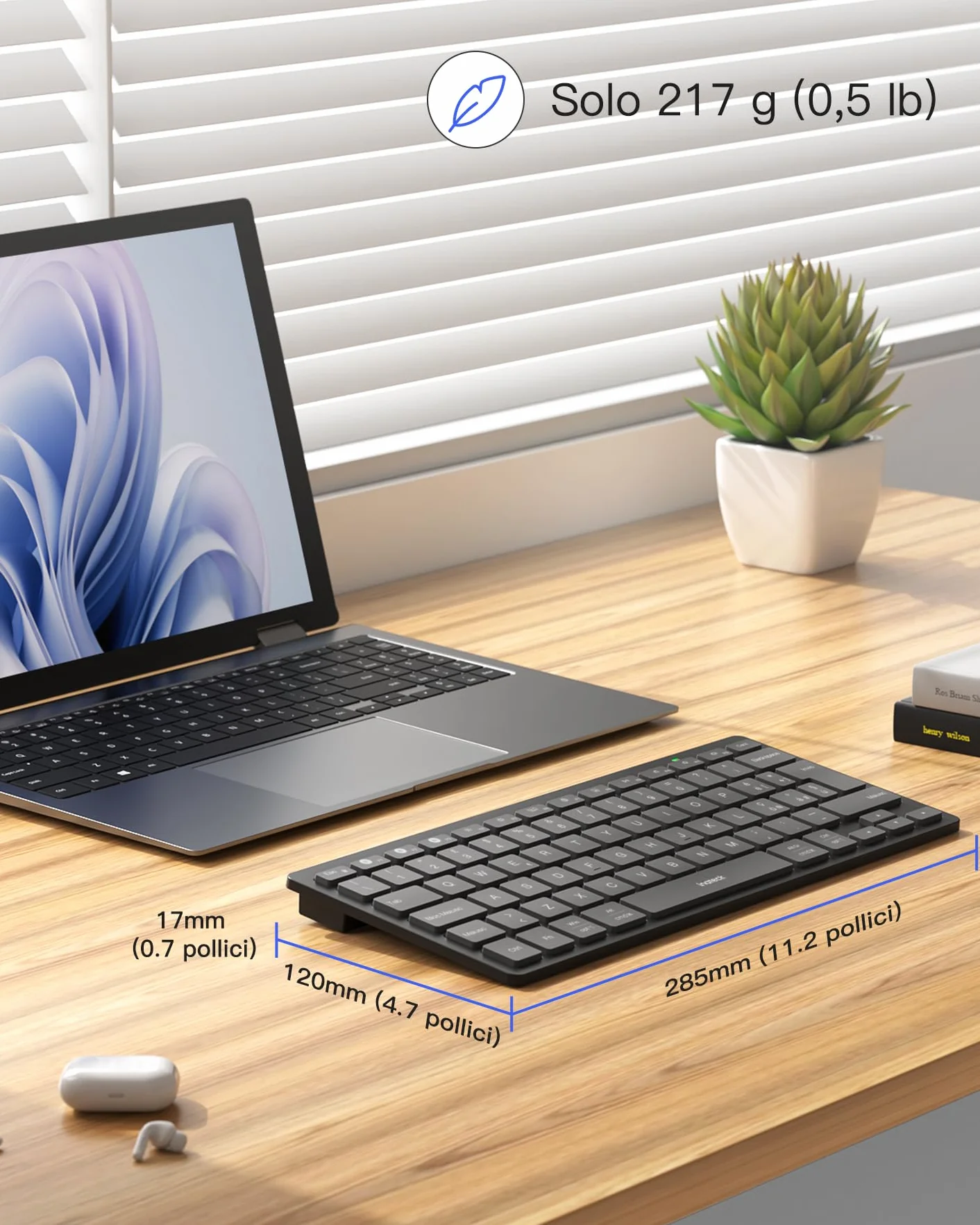 Inateck Tastiera Bluetooth Wireless Ultra-Sottile Connessione a 3 Dispositivi, Compatibile con iPad Pro/Air, PC, Windows, iPadOS, Android e iOS, Batteria da 18 Mesi, Design Portatile, Grigio