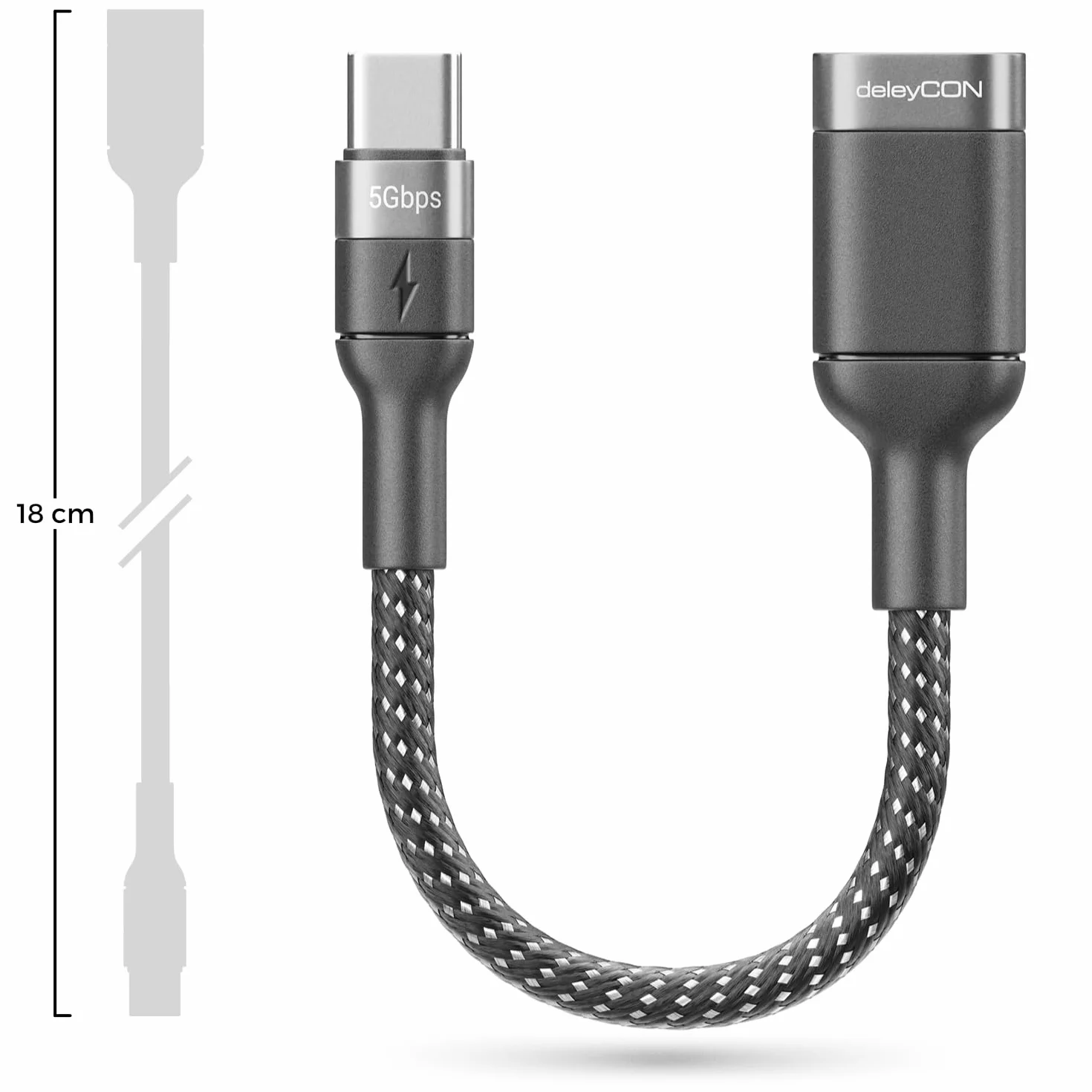 deleyCON 2x Adattatore USB C a USB 3.0 OTG Tipo-C Connettore a Presa A - Collegamento per iPhone 17/16/15, Galaxy S26/S25/S24, A56, A17, A16, A26, Xiaomi, Pixel, MacBook, iPad, Notebook ecc.