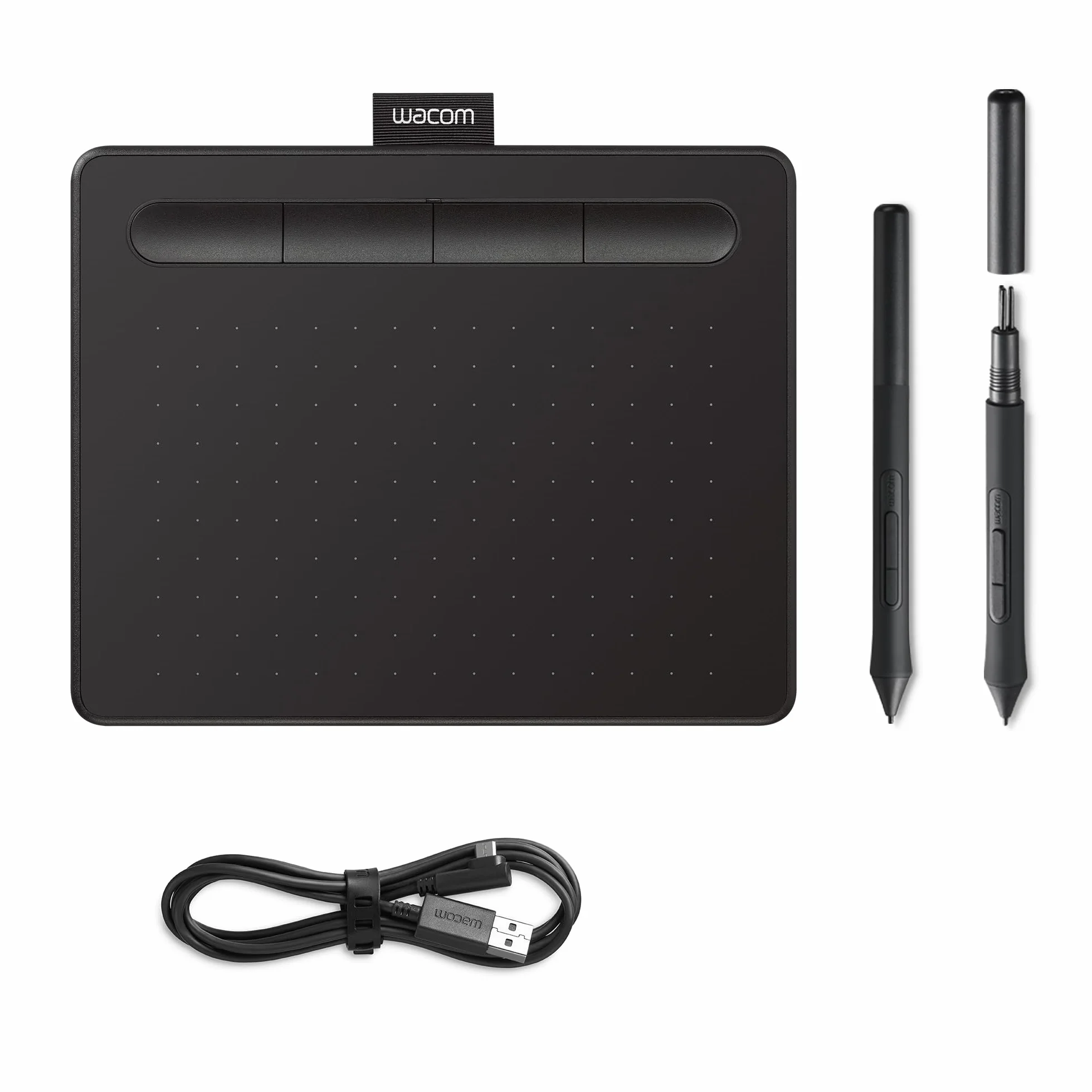 Wacom Intuos Small Tavoletta Grafica – Tablet con Penna per Disegno e Fotoritocco con Penna Sensibile alla Pressione, Nero – Ideale per Lavoro da Casa ed E-Learning