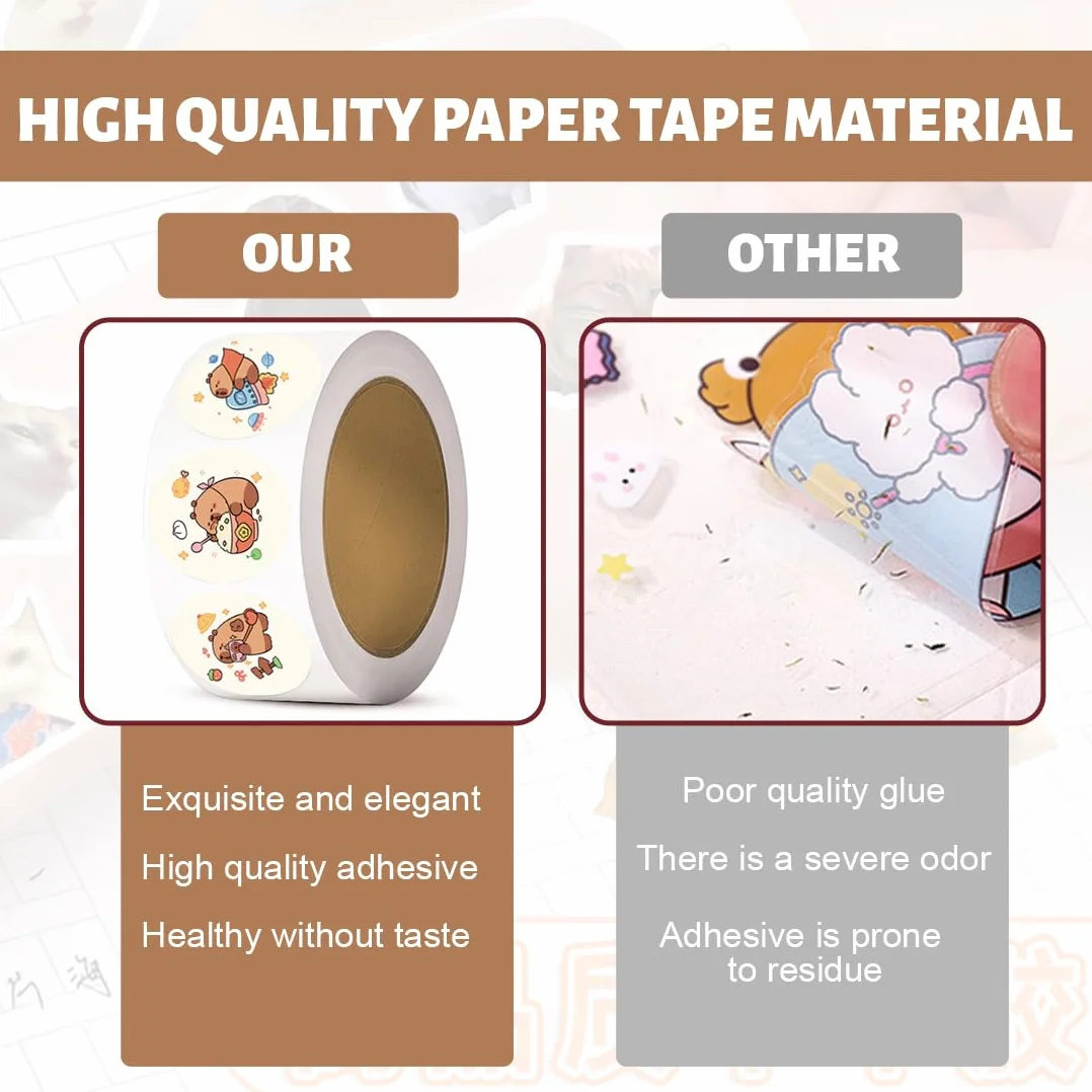 2 rotolo di 600 Capybara sticker, Capybara adesivi divertenti a forma, impermeabili, per amanti dei DIY bottiglia d'acqua album di ritagli telefono, un regalo per gli amanti dei manuali (C)
