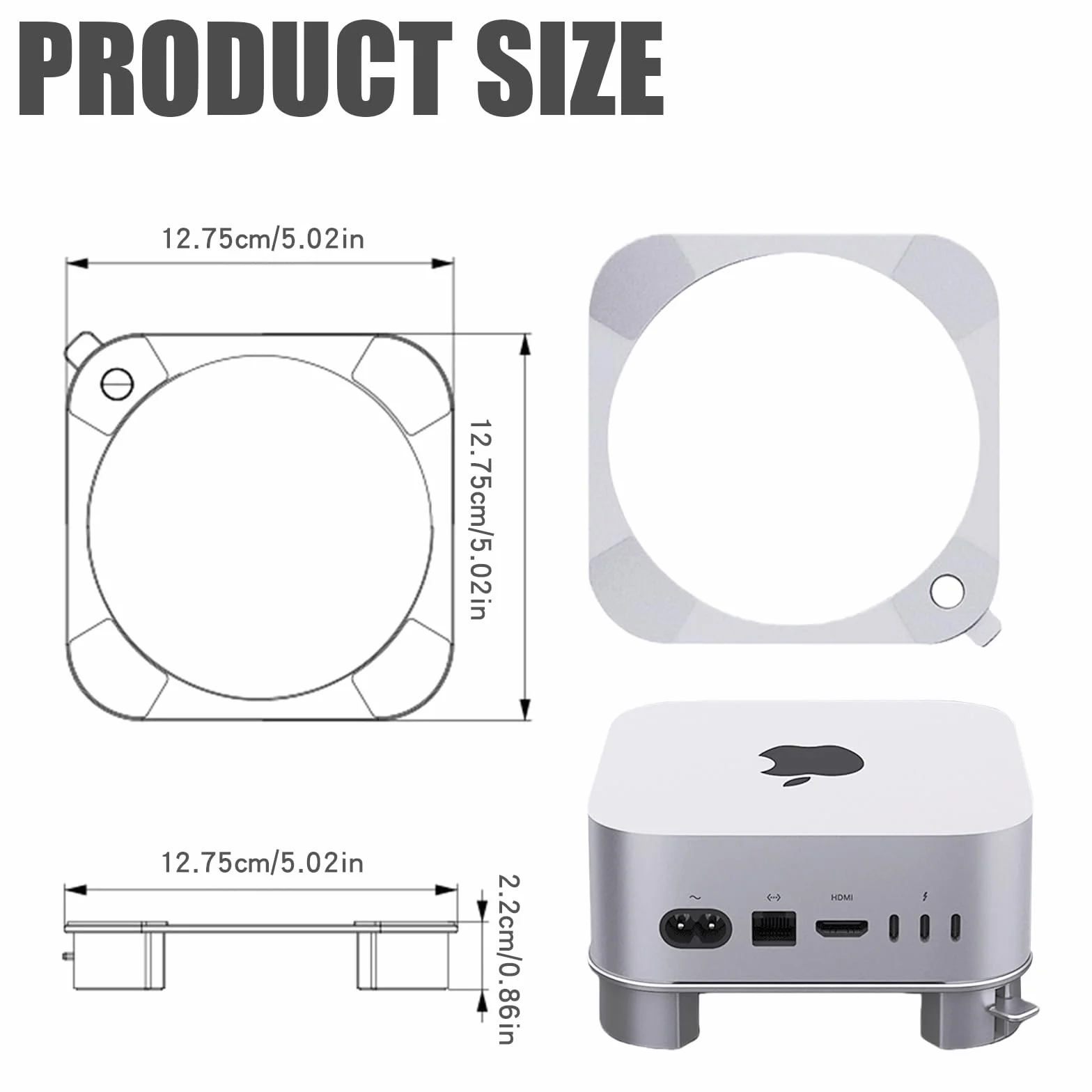 Supporto in alluminio per Mac mini M4/M4 Pro, con pulsante di accensione facile da raggiungere, ventilazione migliorata e dissipazione del calore, design antiscivolo stabile per un lavoro sicuro ed