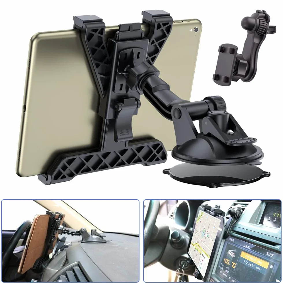 OHLPRO Supporto Tablet Auto Regolabile Girevole 360° Universale Parabrezza 6-11 Pollici iPad Samsung Huawei Tab