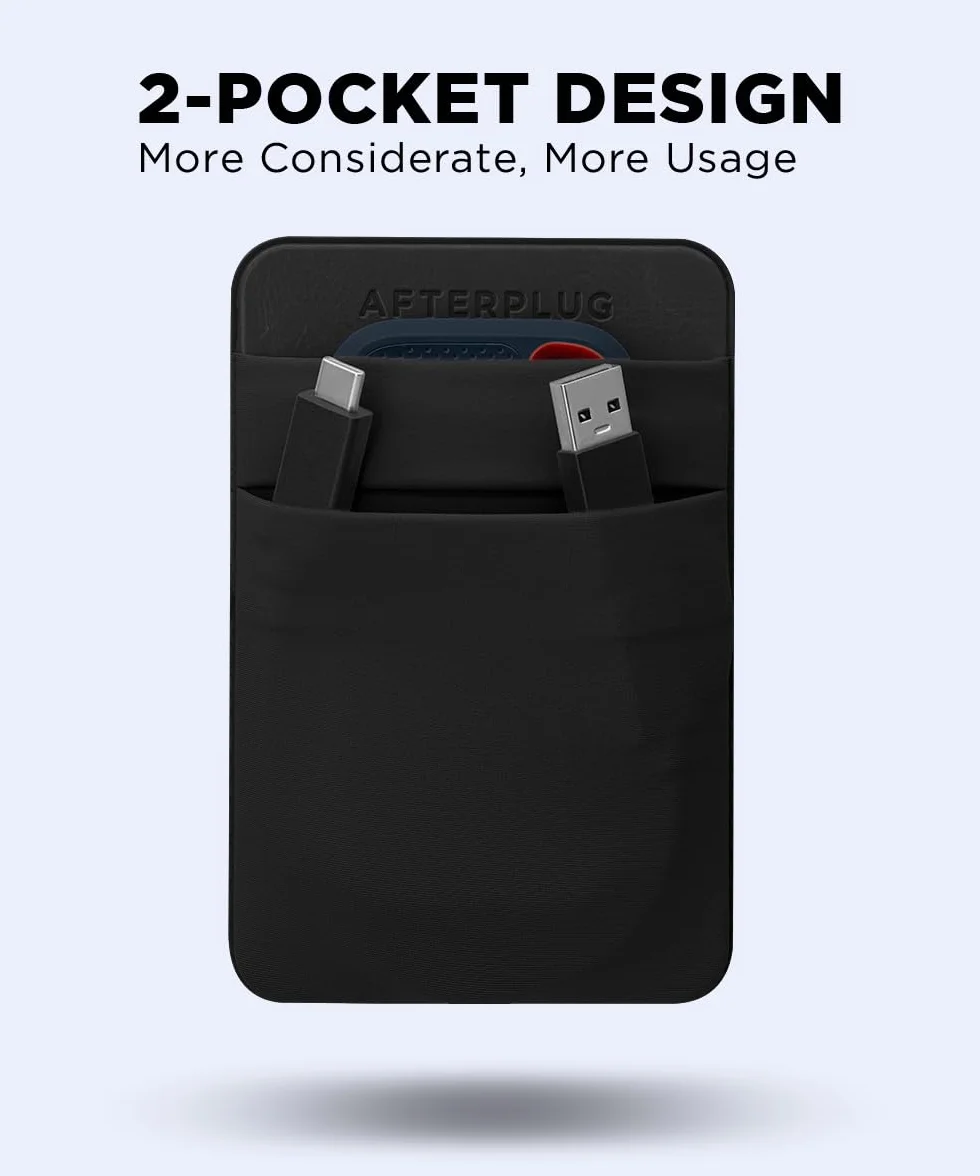 Custodia Adesiva 2 Tasche per Disco Fisso per Laptop, Porta Oggetti Adesivo Riutilizzabile per SSD Esterno Portatile, HDD, Mouse Sottile e Cavi (Piccola - Compatibile con SSD)