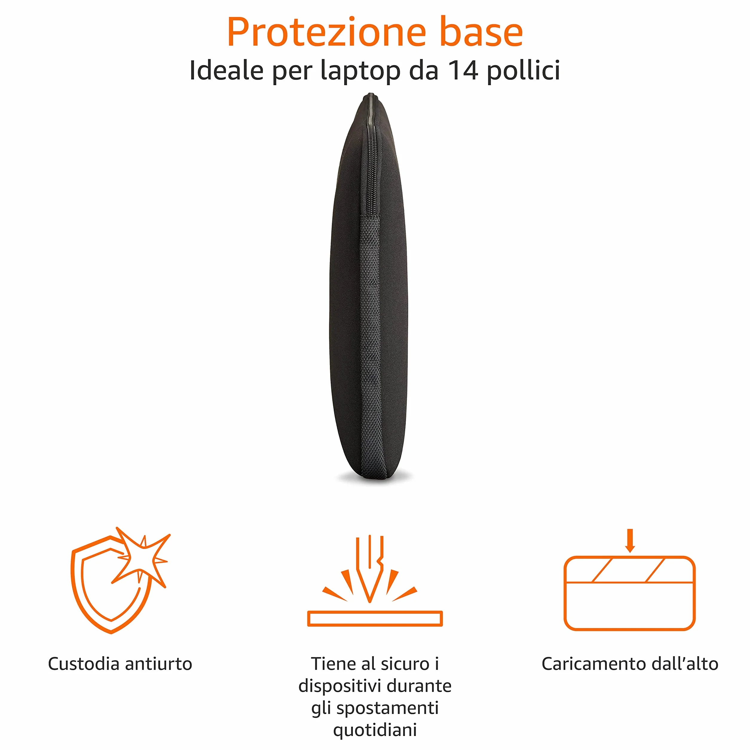 Amazon Basics Custodia per computer portatile fino a 14-Pollici, nero