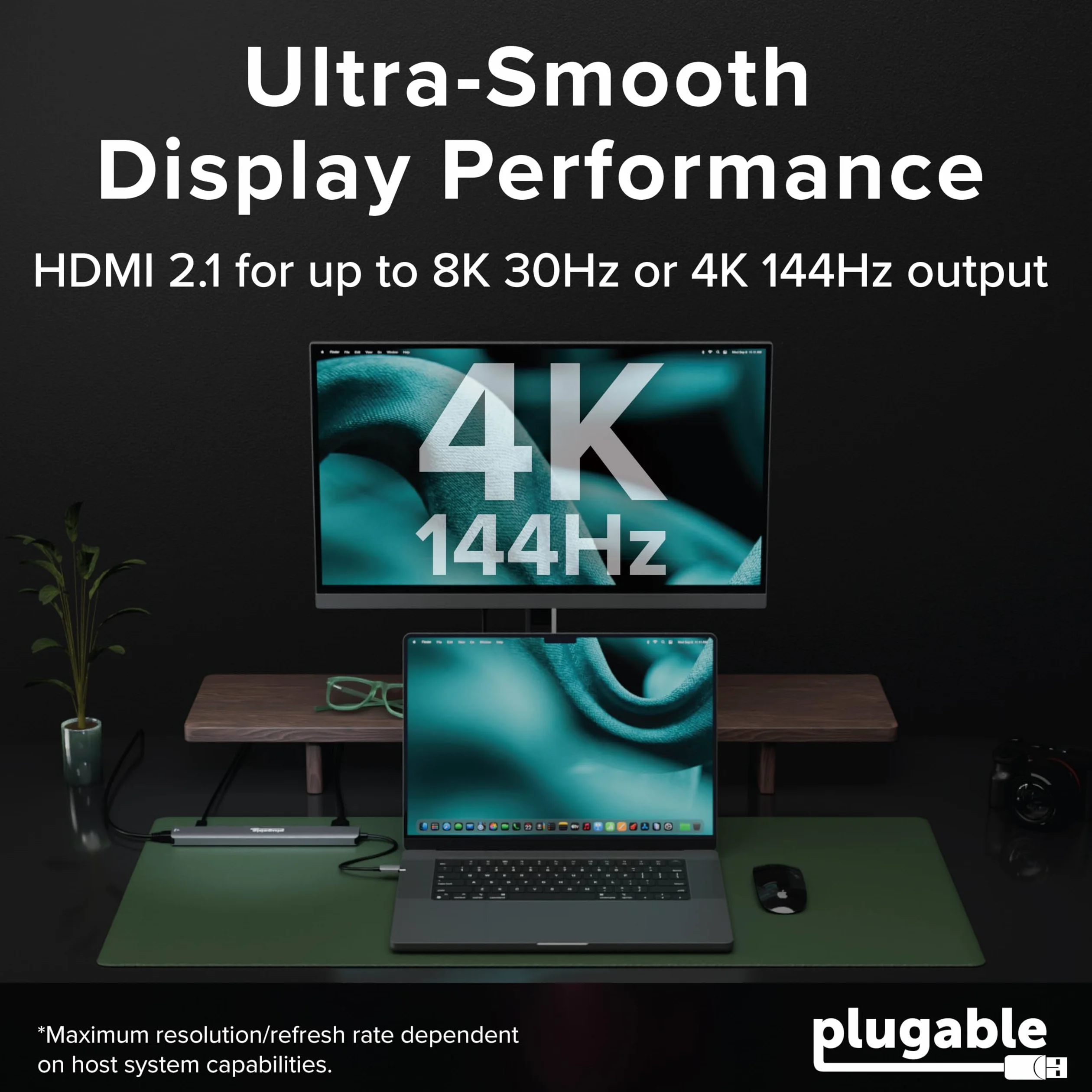 Plugable Hub USB C: adattatore multiporta 10-in-1 (8K/4K 144Hz HDMI 2.1, 2.5G Ethernet, ricarica 140W, dati 10Gbps) distribuzione IT senza driver per MacBook Pro/Air Windows Thunderbolt Chromebook