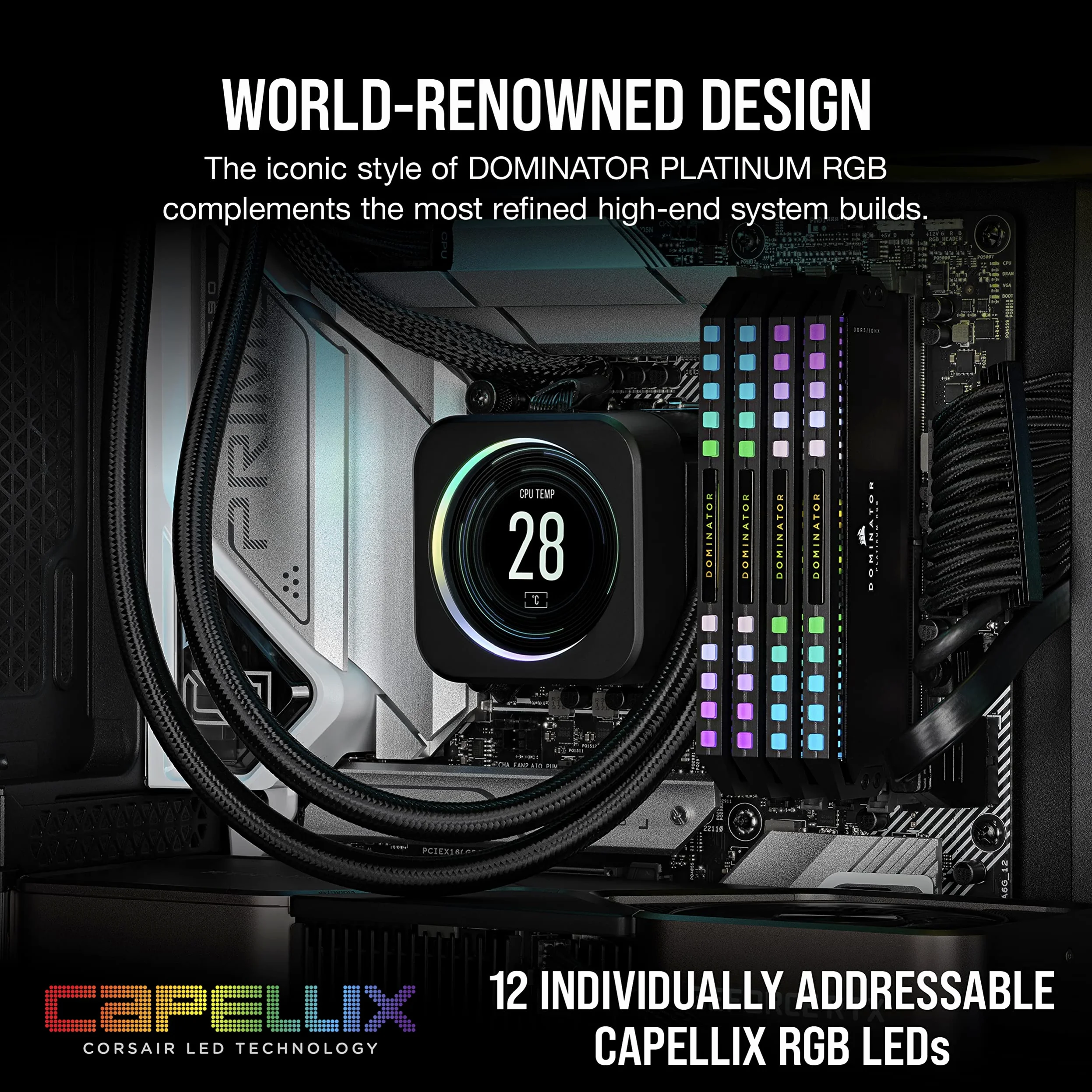 CORSAIR DOMINATOR PLATINUM RGB DDR5 RAM 32GB (2x16GB) 6000MHz CL36 Intel XMP Compatibile ICUE Memoria Per Computer - Nero (CMT32GX5M2X6000C36)