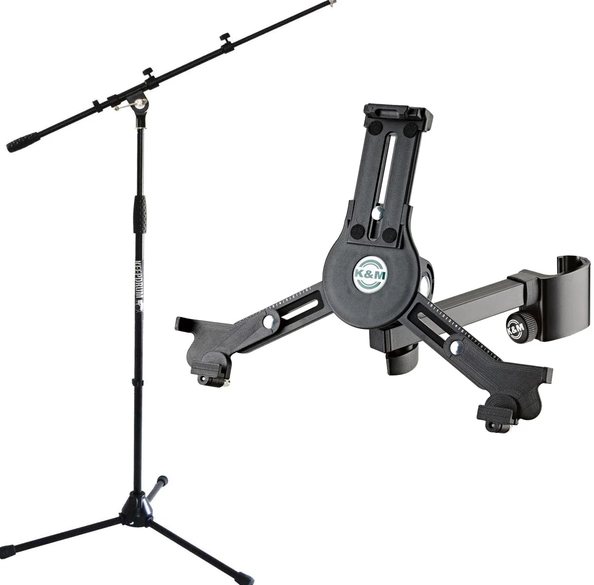 Keepdrum MS106 - Supporto per microfono con braccio + supporto per tablet PC 19791 K M per tablet con altezza da 220 a 331 mm e larghezza da 128 a 232 mm