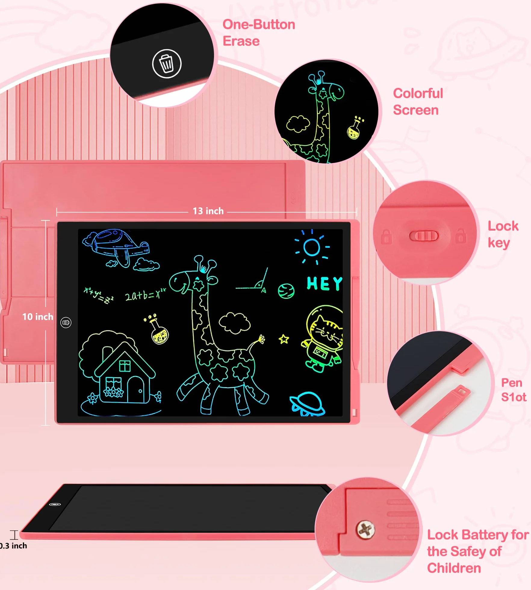 Tavoletta Grafica LCD Scrittura 15 Pollici, Tavoletta Grafica Bambini Elettronica Digitale da Disegno con Penna Giochi Giocattolo 3 4 5 6 7 8 9 Anni Regali di Natale di Compleanno per Ragazzi Ragazze