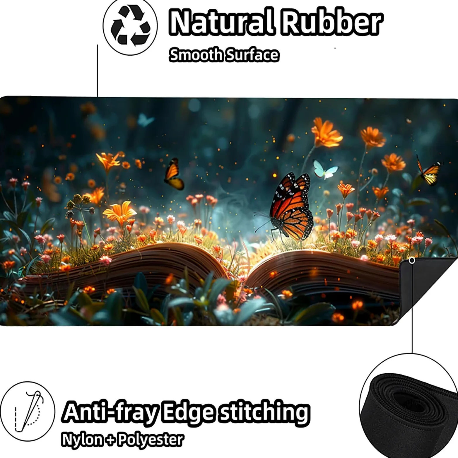 Tappetino Mouse Farfalla, Tappetino Mouse XXL 1500 x 800 mm, Gaming Mouse Pad con Base in Gomma Antiscivolo, Mousepad Migliorare la Velocità e la Precisione, Ufficio Accessori Gaming, Grigio J-7087