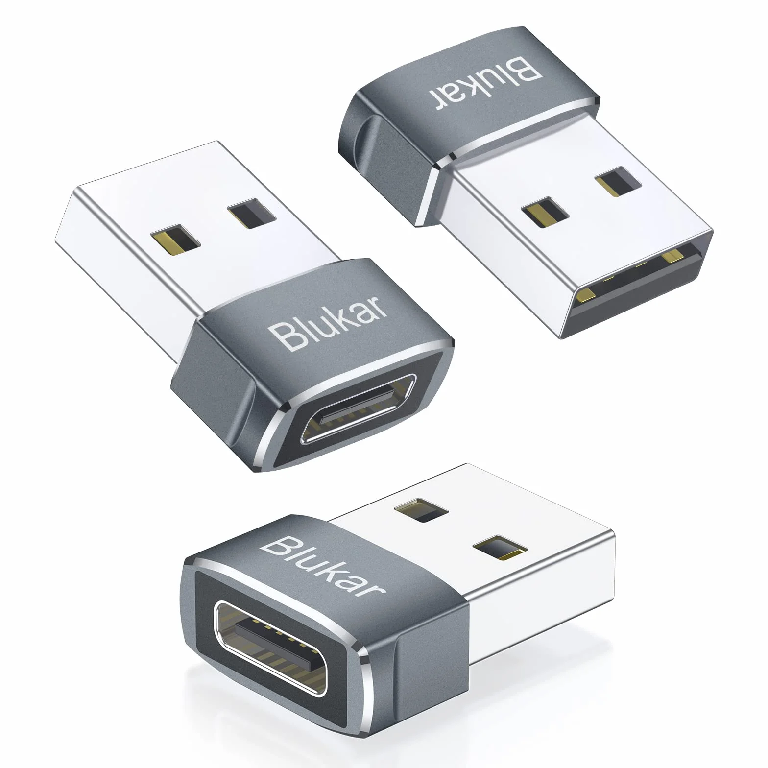 Blukar Adattatore USB C a USB 3 Pezzi Alta Velocità Sincronizzazione Dati Tipo C Femmina a USB A Maschio Compatibile Huawei Google Pixel Galaxy