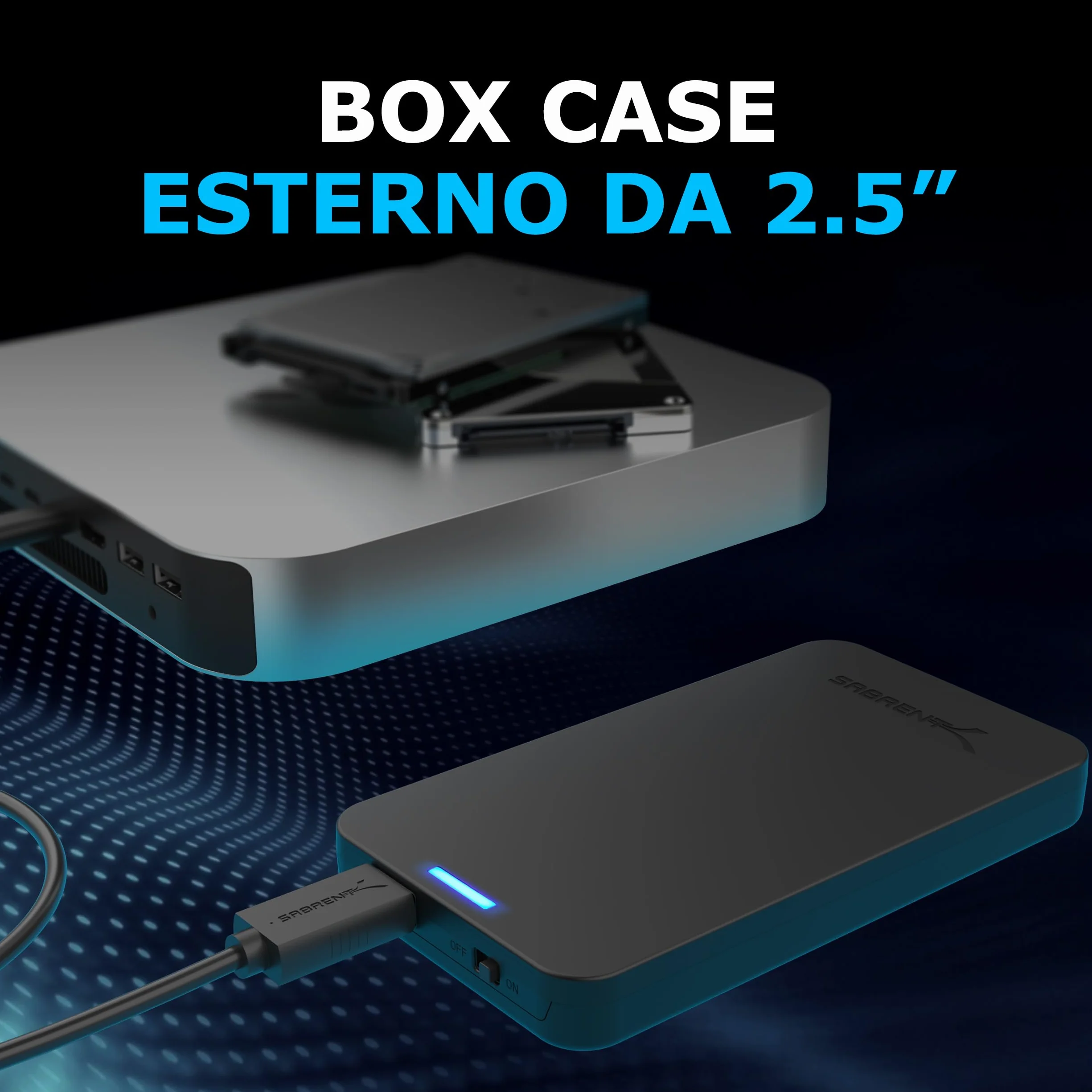 SABRENT Case SSD/HDD Hard Disk Esterno da SATA 2.5'' a USB 3.0 Gen 1, [Supporto UASP SATA III] Nero (EC-UASP)