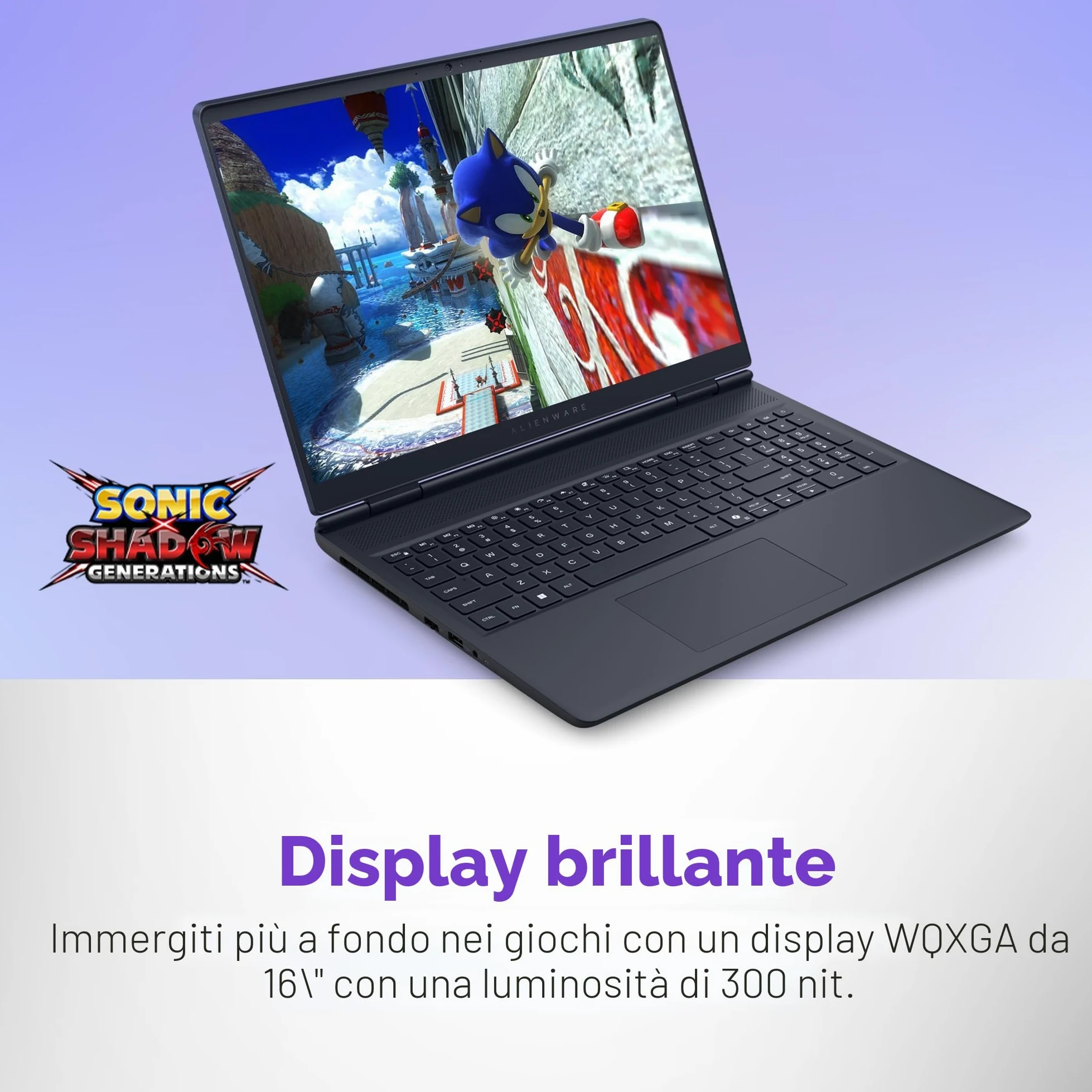 Alienware 16 Aurora Laptop da gioco AC16250-16" WQXGA 120 Hz, processore Intel Core 7-240H, RAM DDR5 16 GB, SSD da 1 TB, scheda grafica NVIDIA GeForce RTX 5050 8 GB, Windows 11 Home
