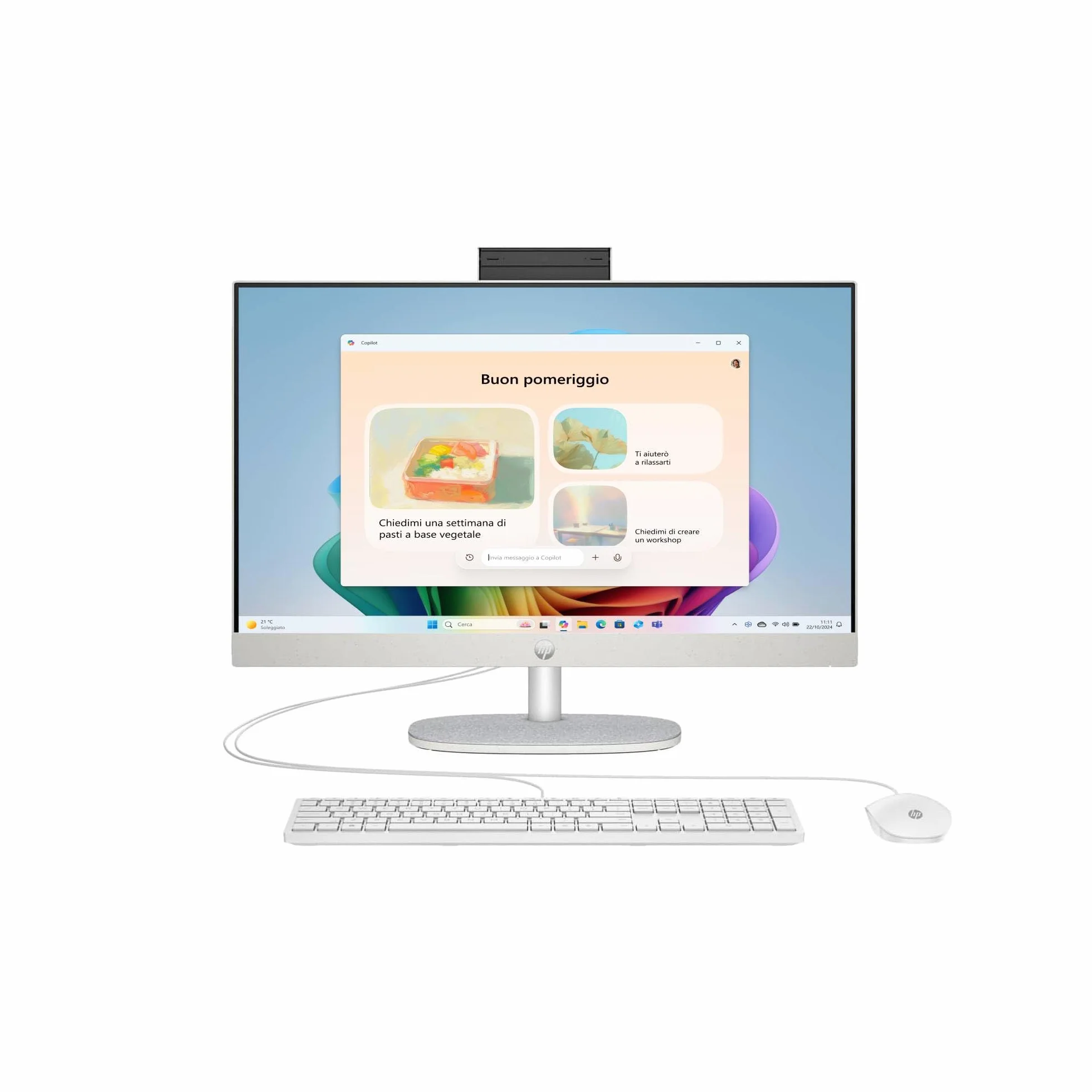 HP All-in-One 24-cr0000sl Intel Core i3-1315U 8GB RAM 512GB SSD 23,8" FHD IPS Windows 11 Bianco
