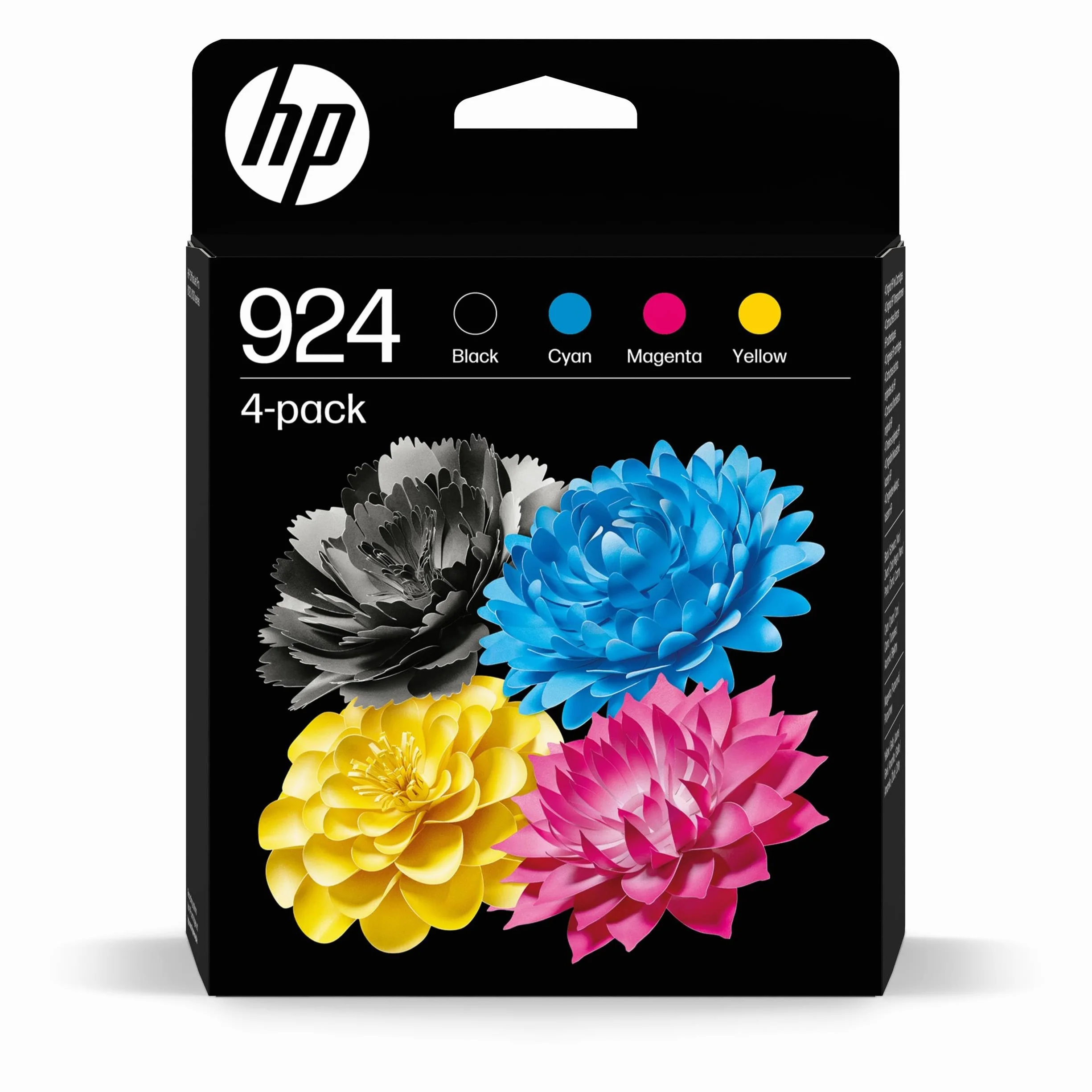 HP 924 6C3Z1NE, Multipack con Cartucce Originali da 500 Pagine (Nero) e 400 Pagine (Colore), Compatibile con le Stampanti OfficeJet Pro Serie 8120 e 8130, Nero, Ciano, Giallo e Magenta